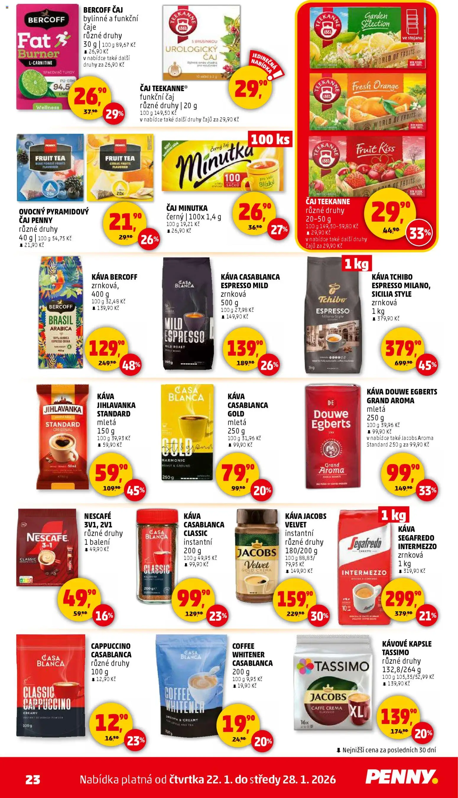 Penny Market leták - Čtvrtečník od 22.01.2026 | Strana: 23 | Produkty: Čaj, Teekanne, Čaje, Caffè crema