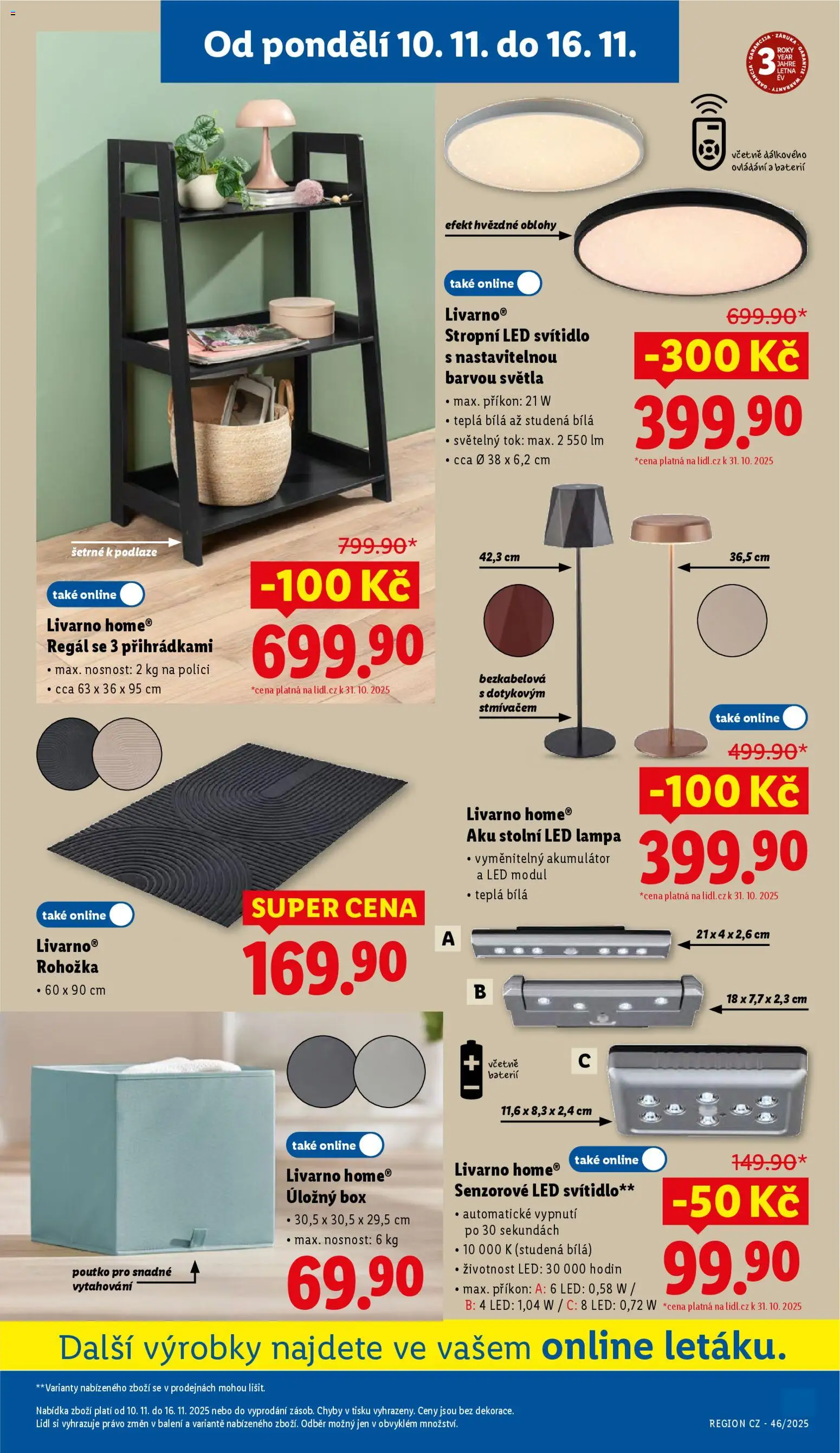 Lidl leták - Spotřební zboží od 10.11.2025 | Strana: 9 | Produkty: LED lampa, Regál, Rohožka, LED