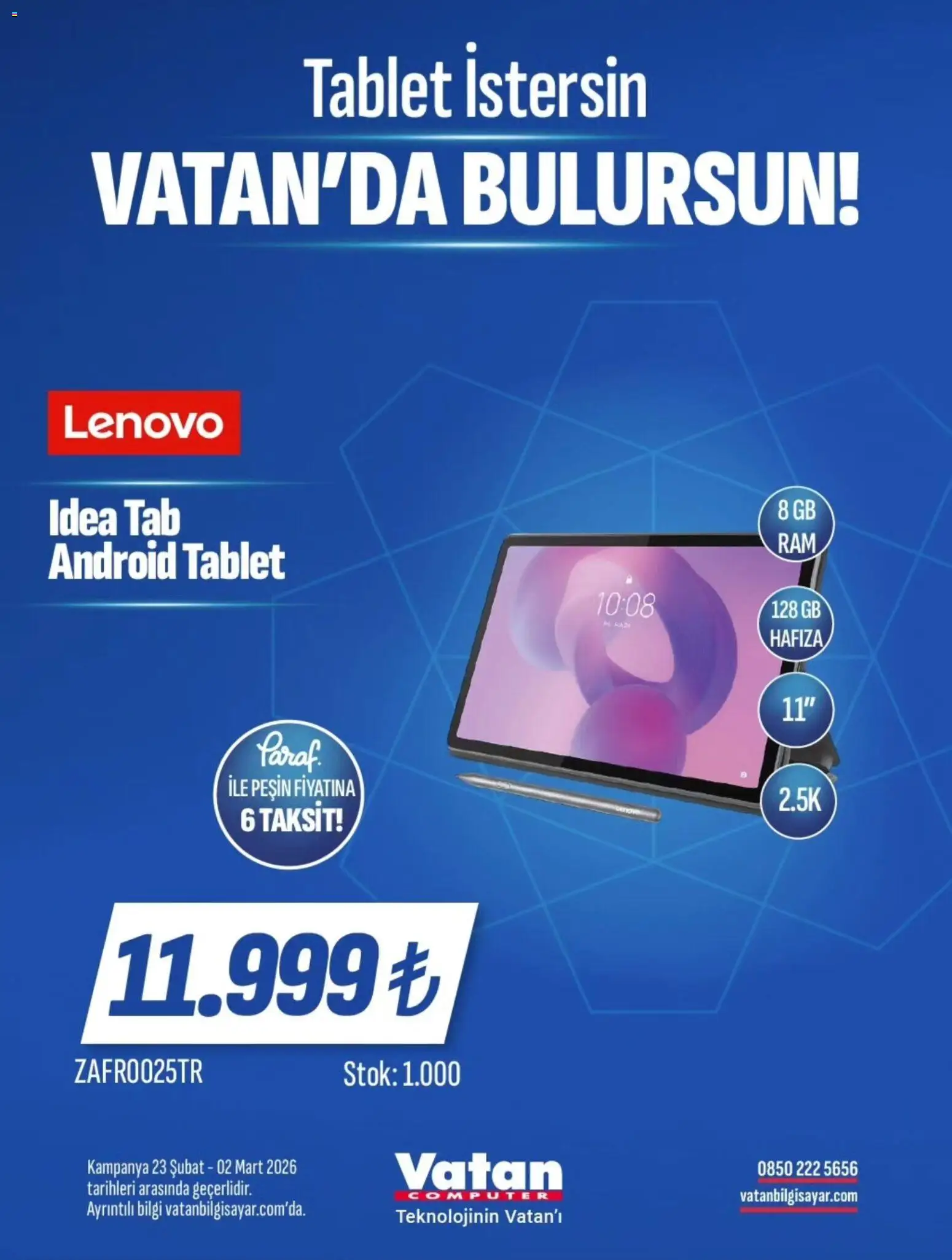 Vatan Bilgisayar İndirim - 23.02.2026 tarihinden itibaren geçerlidir | Sayfa: 4 | Ürünler: Tablet