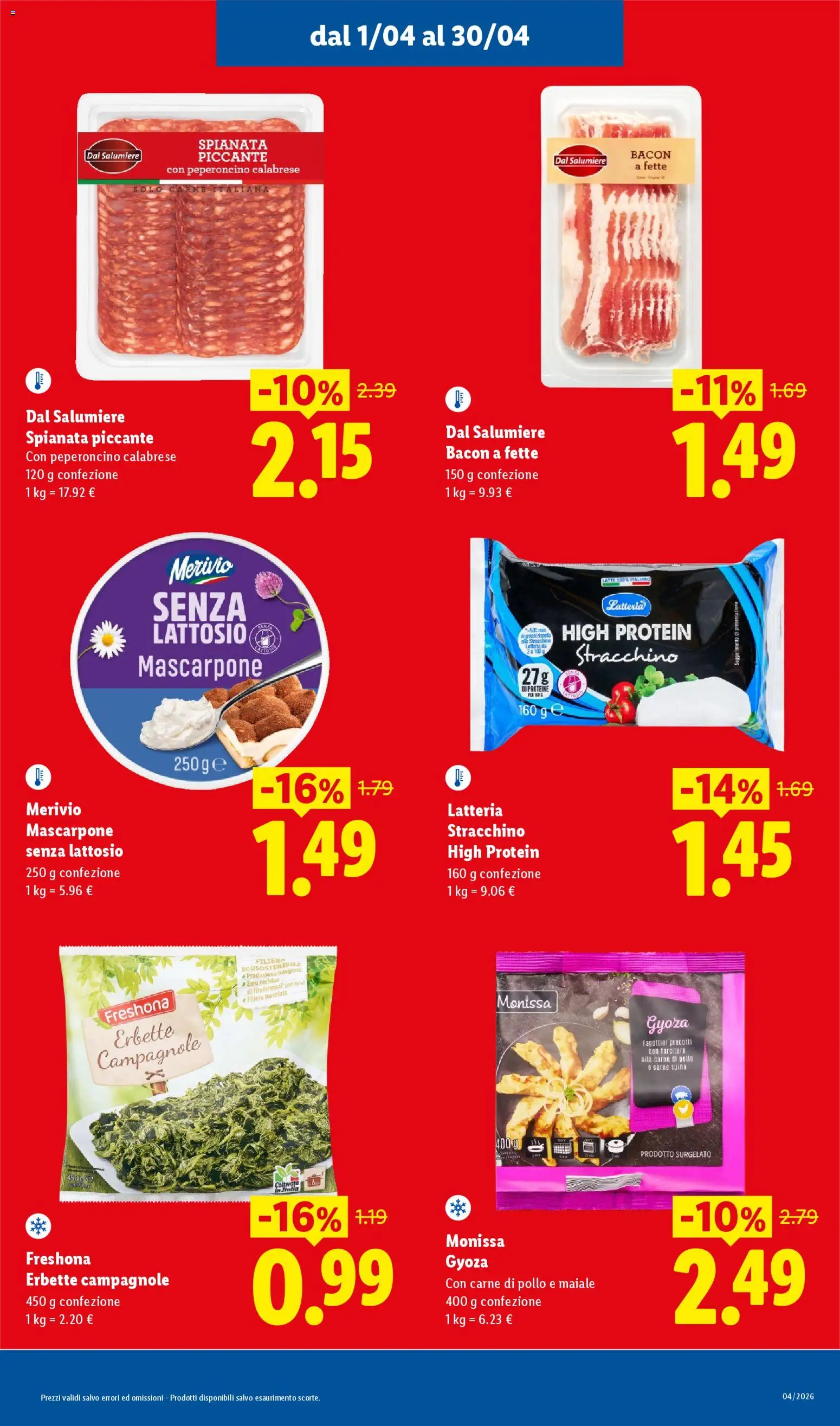 Volantino Lidl del 01.04.2026 | Pagina: 3 | Prodotti: Pollo, Maiale, Latte, Mascarpone