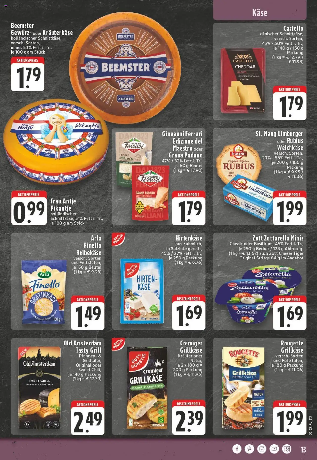 Edeka prospekt Bocholt - Holtwick	 - gültig ab dem 20.07.2025 | Seite: 13 | Produkte: Feta, Käse, Mozzarella, Reibekase