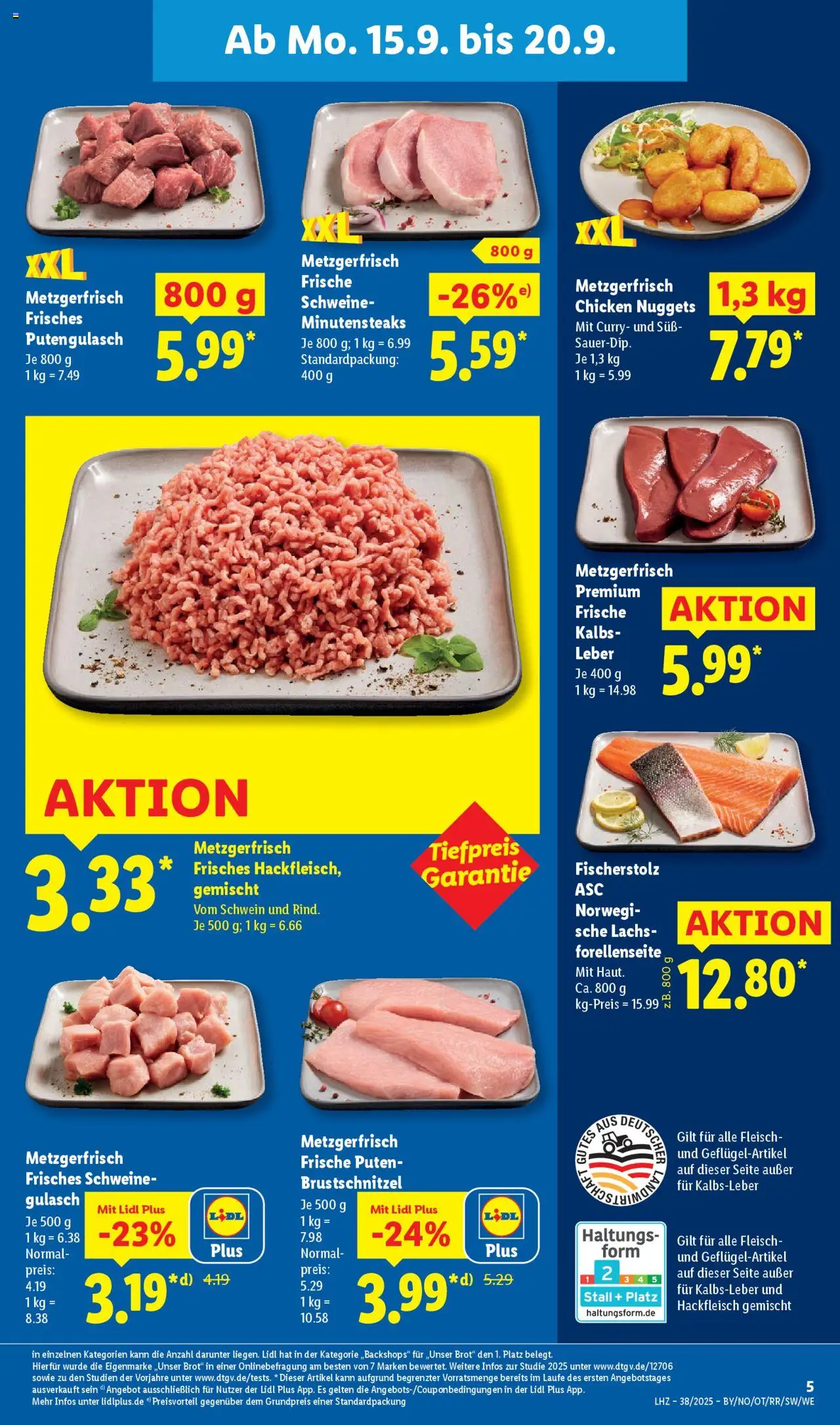 Lidl Prospekt Bernsdorf – gültig ab 15.09.2025 | Seite: 11 | Produkte: Kalbsleber, Lachs, Brot, Fleisch
