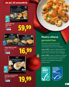 Ofertele Lidl valabile de la 23.10.2025 | Pagină: 15 | Produse: Çift taraflı üst, Mărar, Pește, Sos