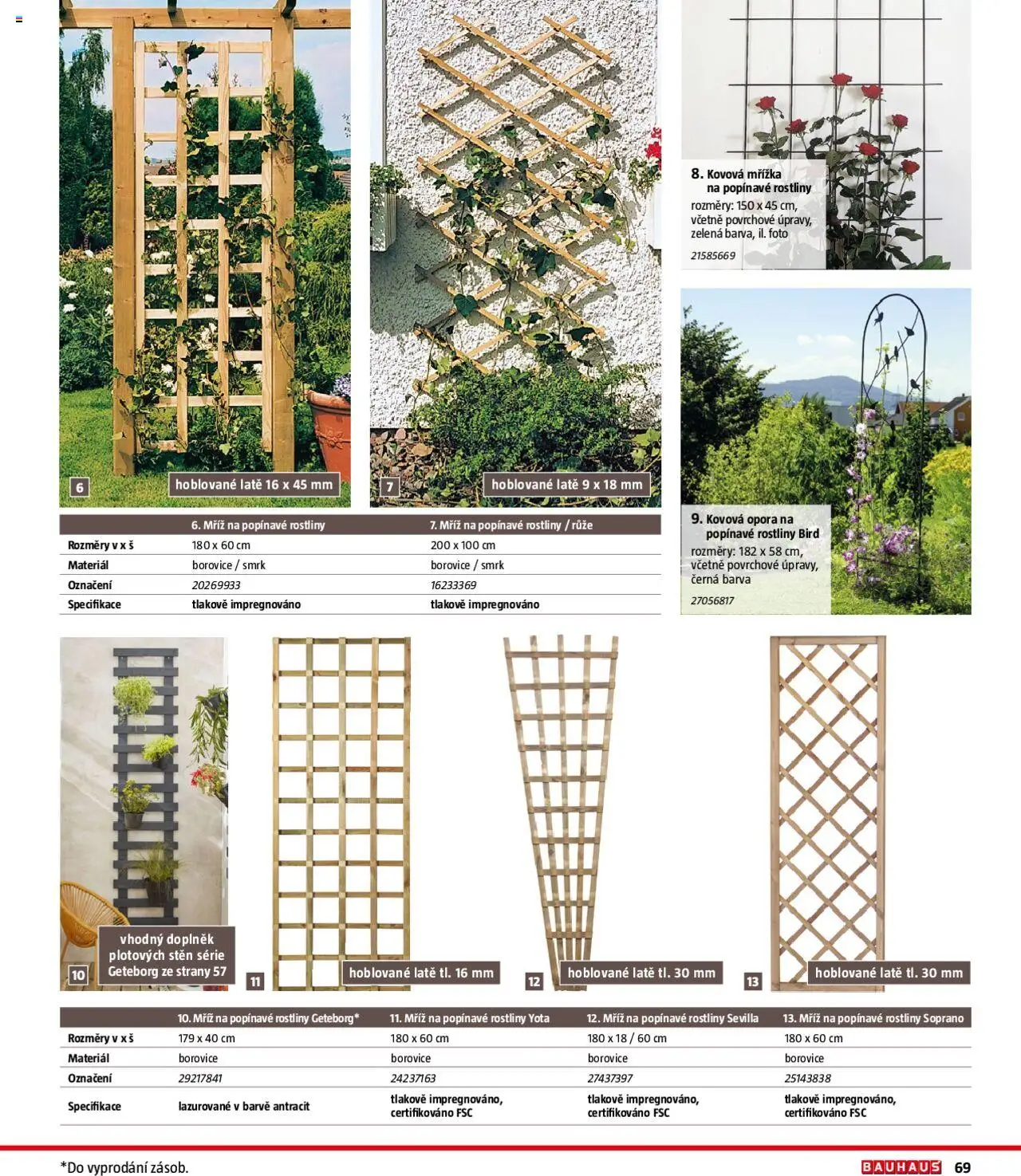 Bauhaus katalog Ploty a zahradní domky od 01.04.2025 | Strana: 69 | Produkty: Rostliny, Mříž na popínavé rostliny