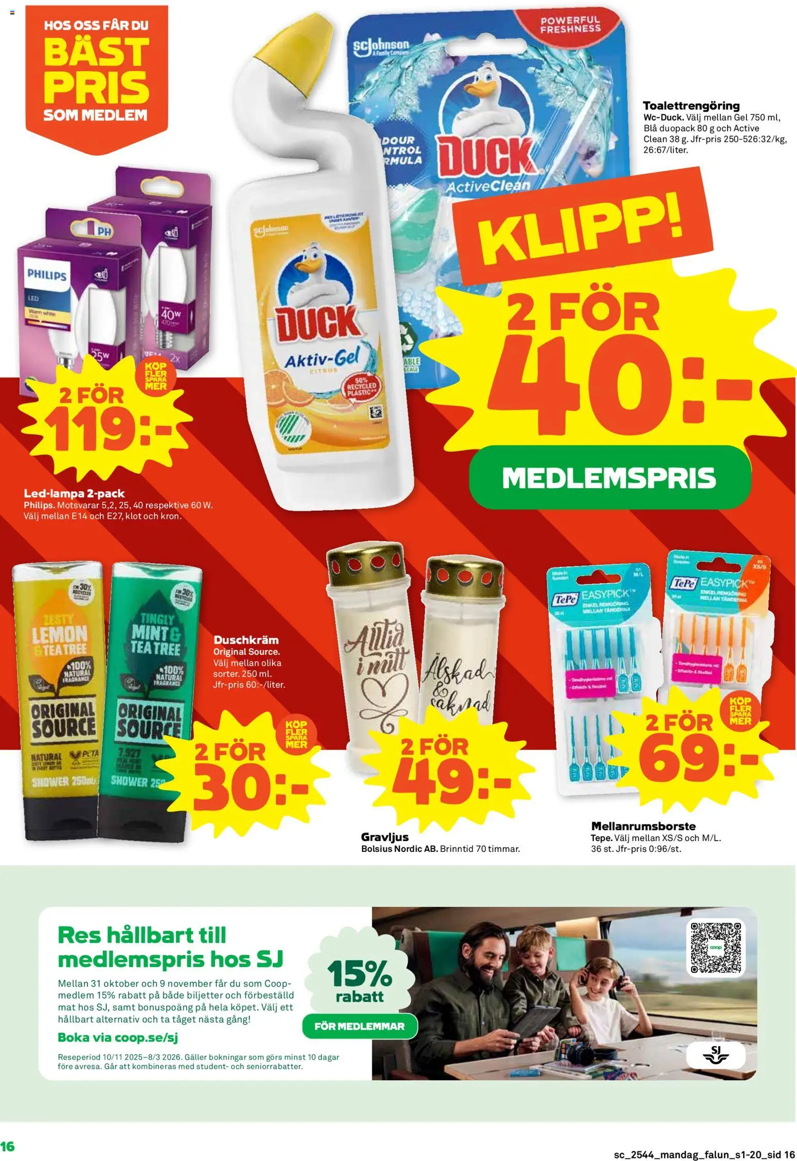 Stora Coop reklamblad aktuell från 27.10.2025 | Sida: 16 | Produkter: Galler, Te, Duschkräm