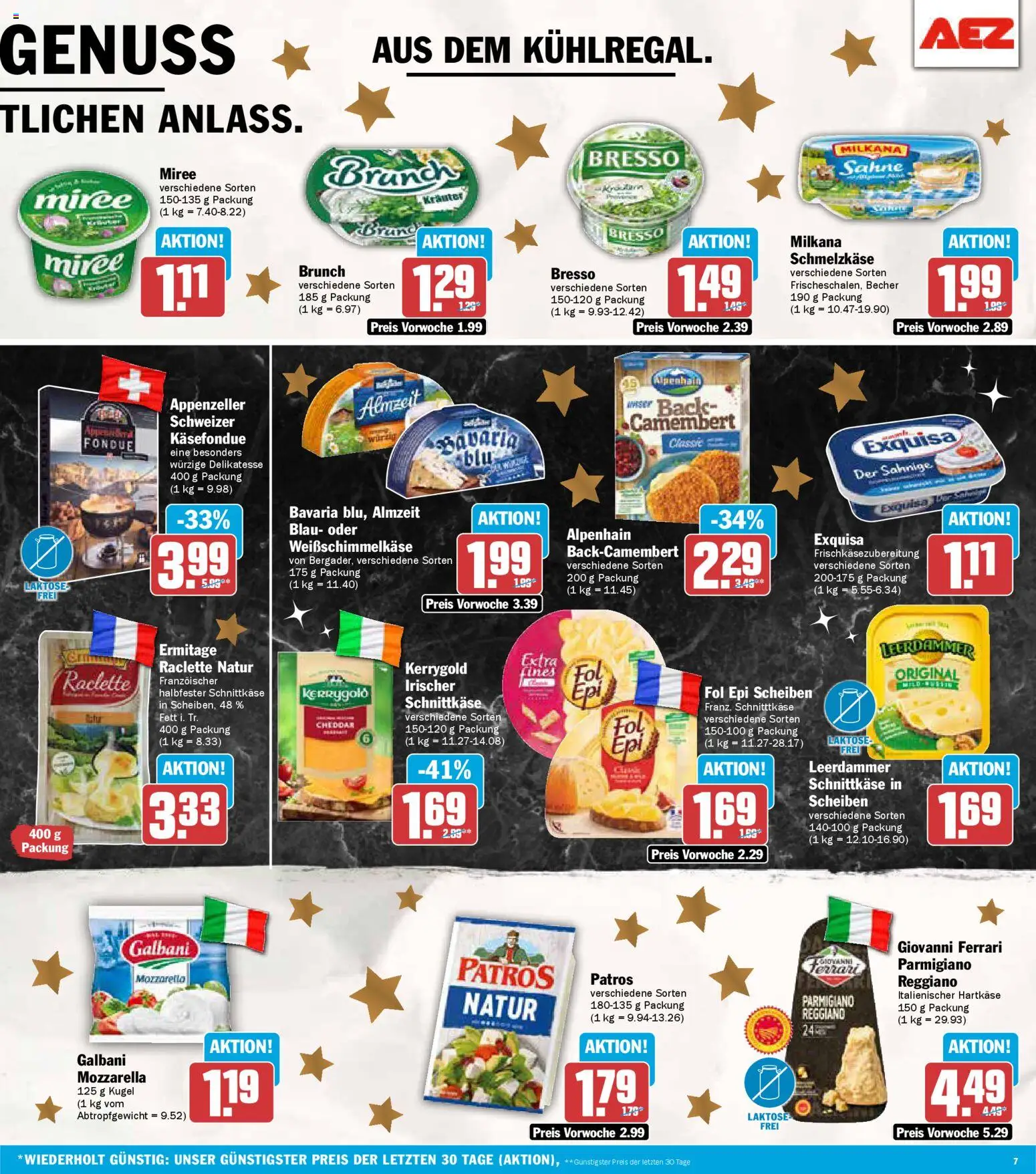 AEZ Prospekt 	 – gültig ab 22.12.2025 | Seite: 7 | Produkte: Milkana, Mozzarella, Leerdammer, Sahne