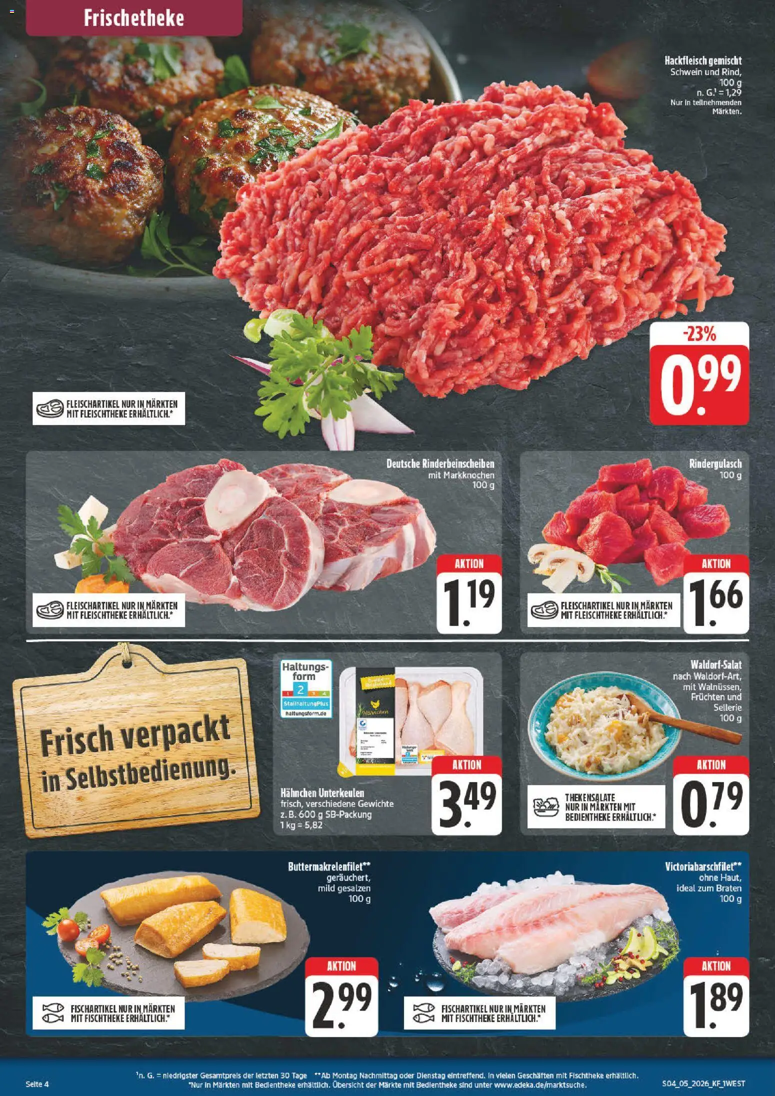 nah & gut Prospekt 	 – gültig ab 26.01.2026 | Seite: 4 | Produkte: Rindergulasch, Hahnchen, Hackfleisch