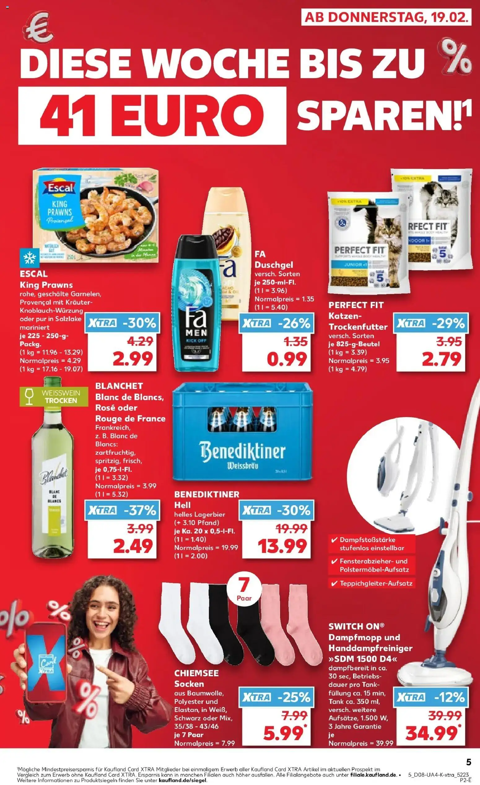 Kaufland prospekt Waldshut-Tiengen	 – gültig ab 19.02.2026 | Seite: 5 | Produkte: Weißwein trocken, Benediktiner hell, Duschgel, Shower Gel