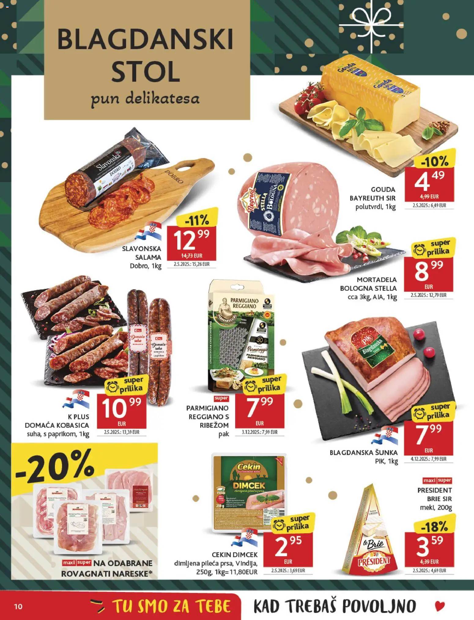 Konzum katalog | vrijedi od 17.12.2025 | Stranica: 10 | Proizvodi: Stol, Kobasica, Gouda, Pileća prsa