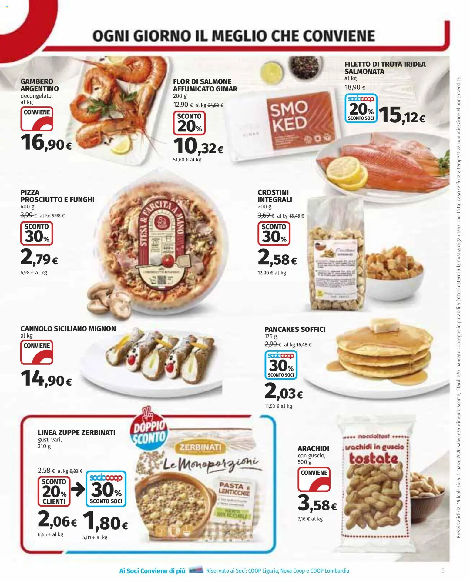 Volantino COOP del 19.02.2026 | Pagina: 5 | Prodotti: Pizza, Salmone, Trota, Pasta