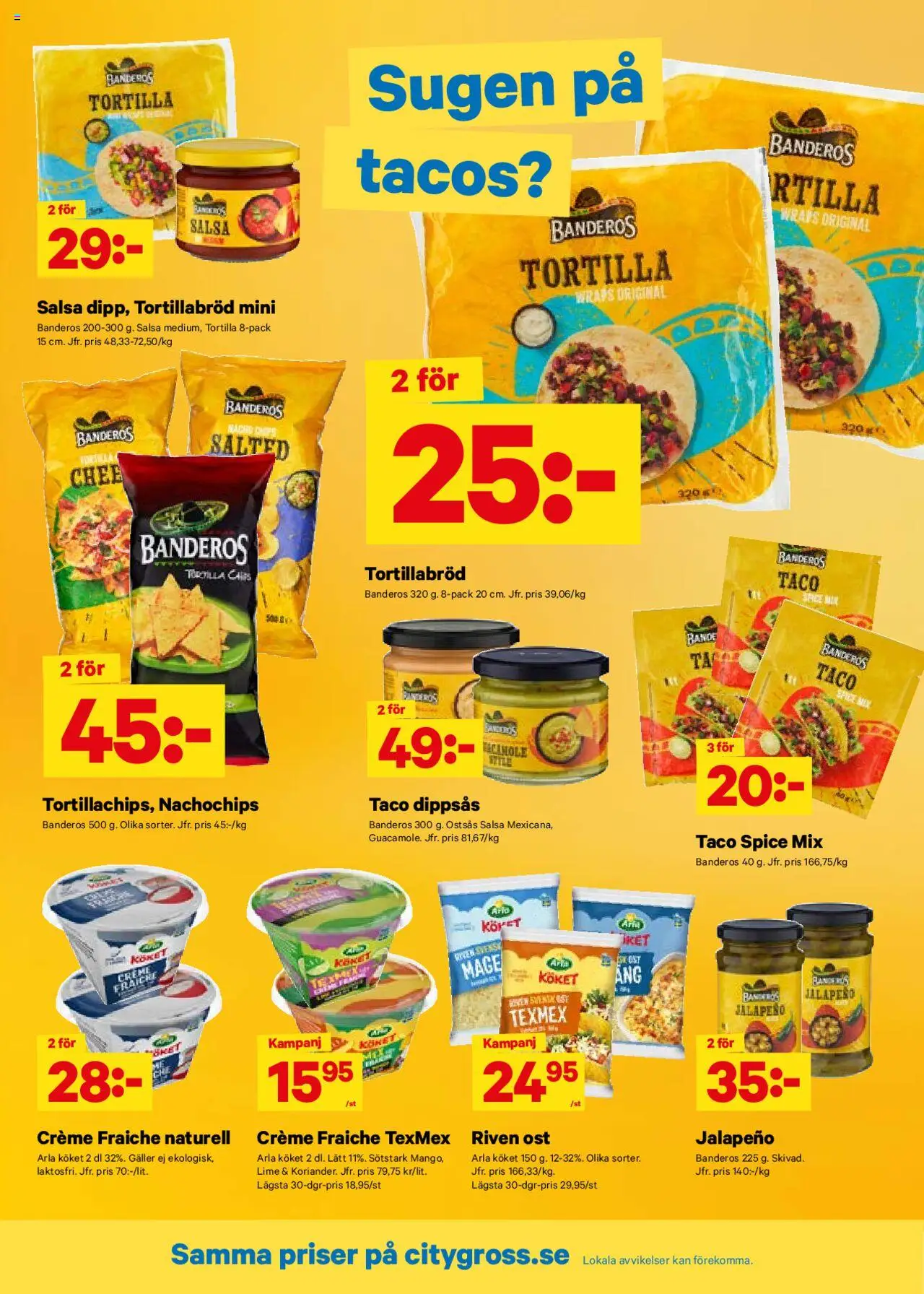 City Gross reklamblad aktuell från 20.10.2025 | Sida: 9 | Produkter: Salsa, Galler, Chips, Creme fraiche