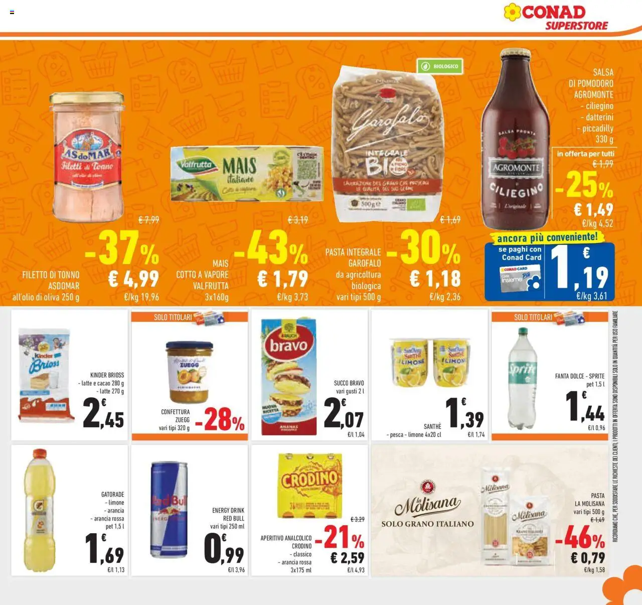 Volantino Conad del 04.06.2025 | Pagina: 29 | Prodotti: Pasta, Tonno, Cacao, Aperitivo