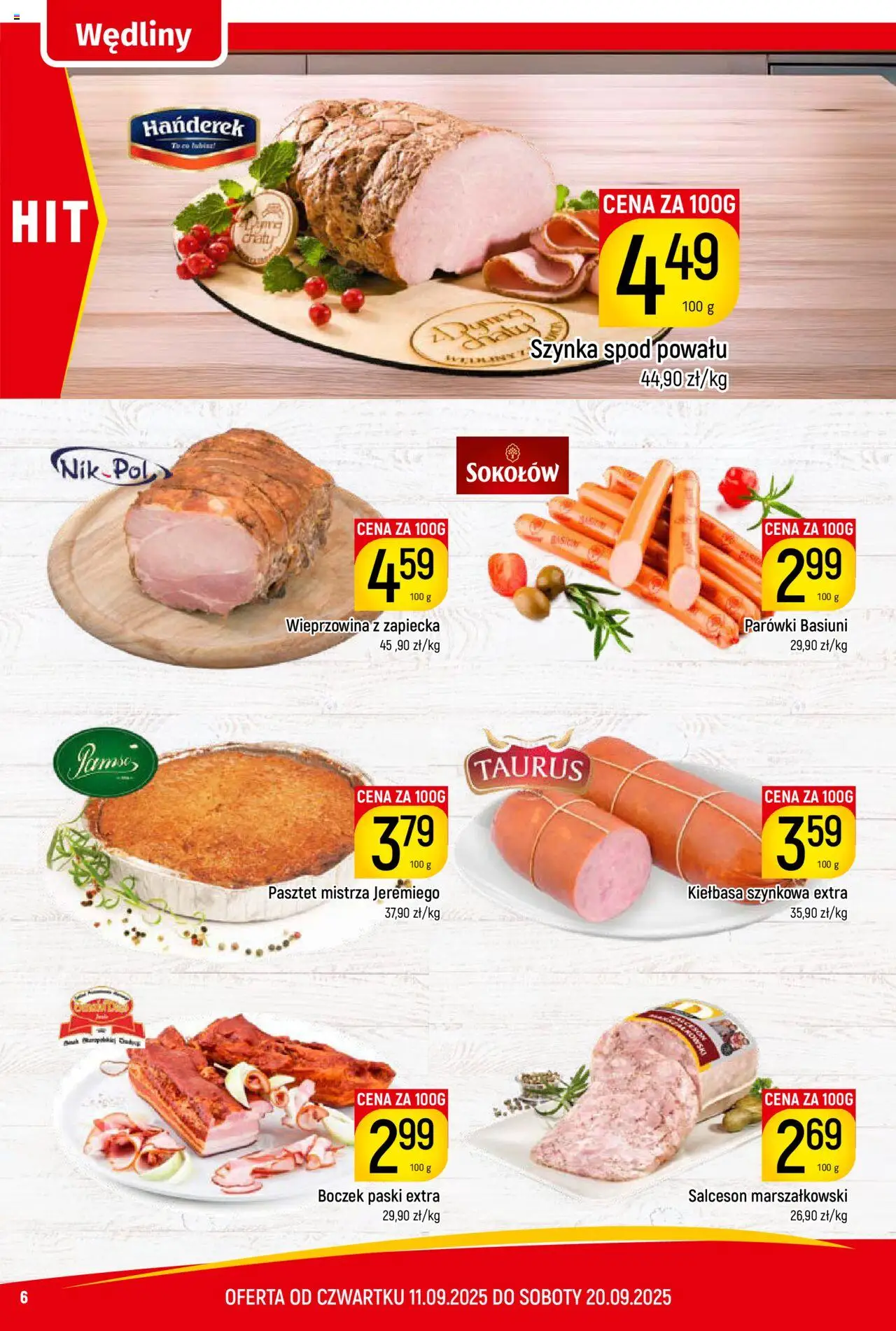 Piotruś Pan Gazetka od 11.09.2025 | Strona: 6 | Produkty: Kiełbasa, Boczek, Wędliny, Wieprzowina