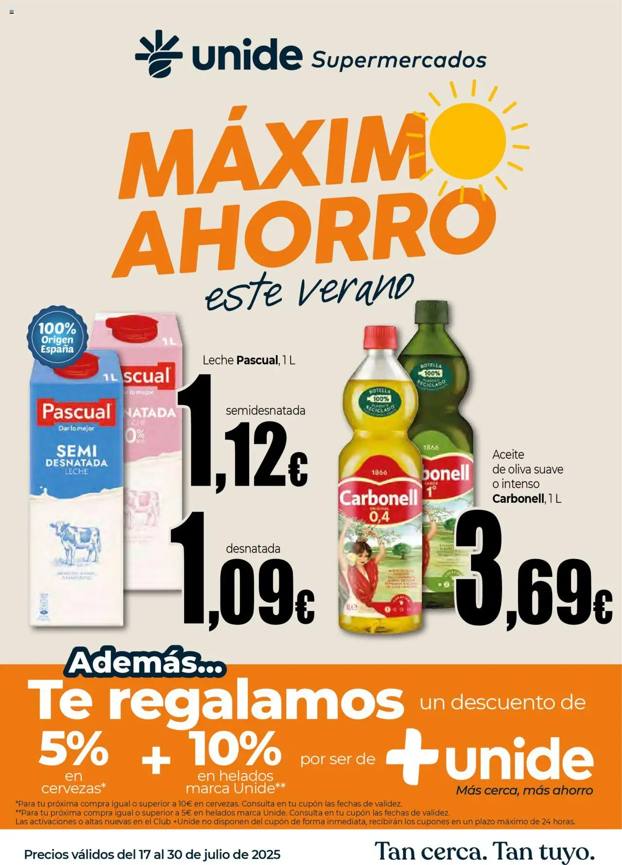 Unide folleto │ válido desde el 17.07.2025 | Página: 1 | Productos: Leche, Aceite, Té