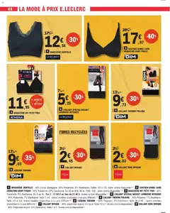 E.Leclerc - Prévisualisation de SOUTIEN-GORGE SANS ARMATURE BODY TOUCH, 80% Polyamide, 20% Elasthanne. Du 90 au 95B, 90 au 100C, 95D. Autre coloris disponible. valide à partir de 20.01.2026 | Page: 48 | Produits: Body, Dressing, Soutien-gorge, Leggings