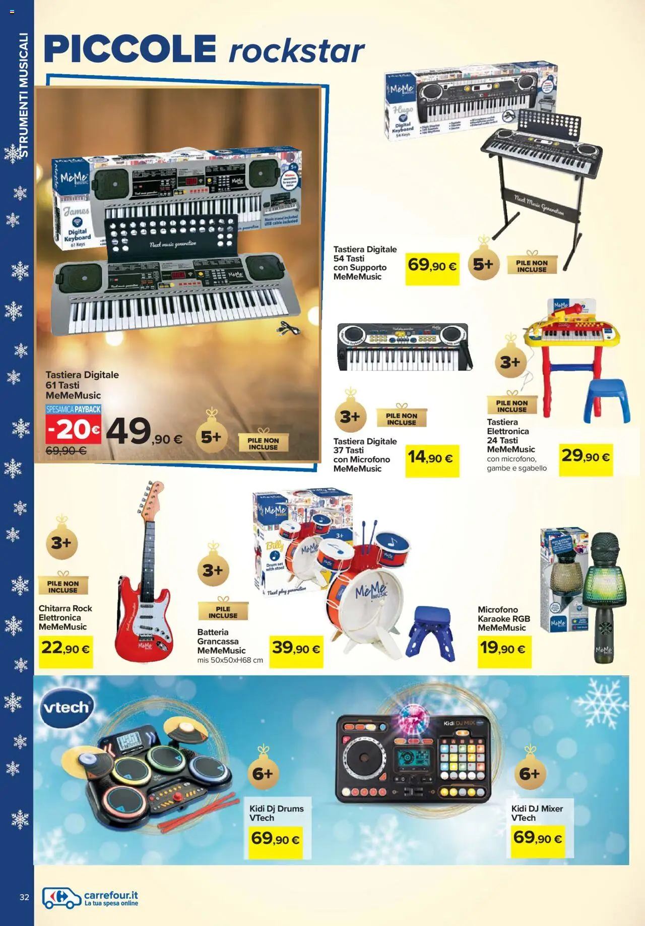 Volantino Carrefour del 24.10.2025 | Pagina: 32 | Prodotti: Pile, Sgabello, Mixer, Batteria