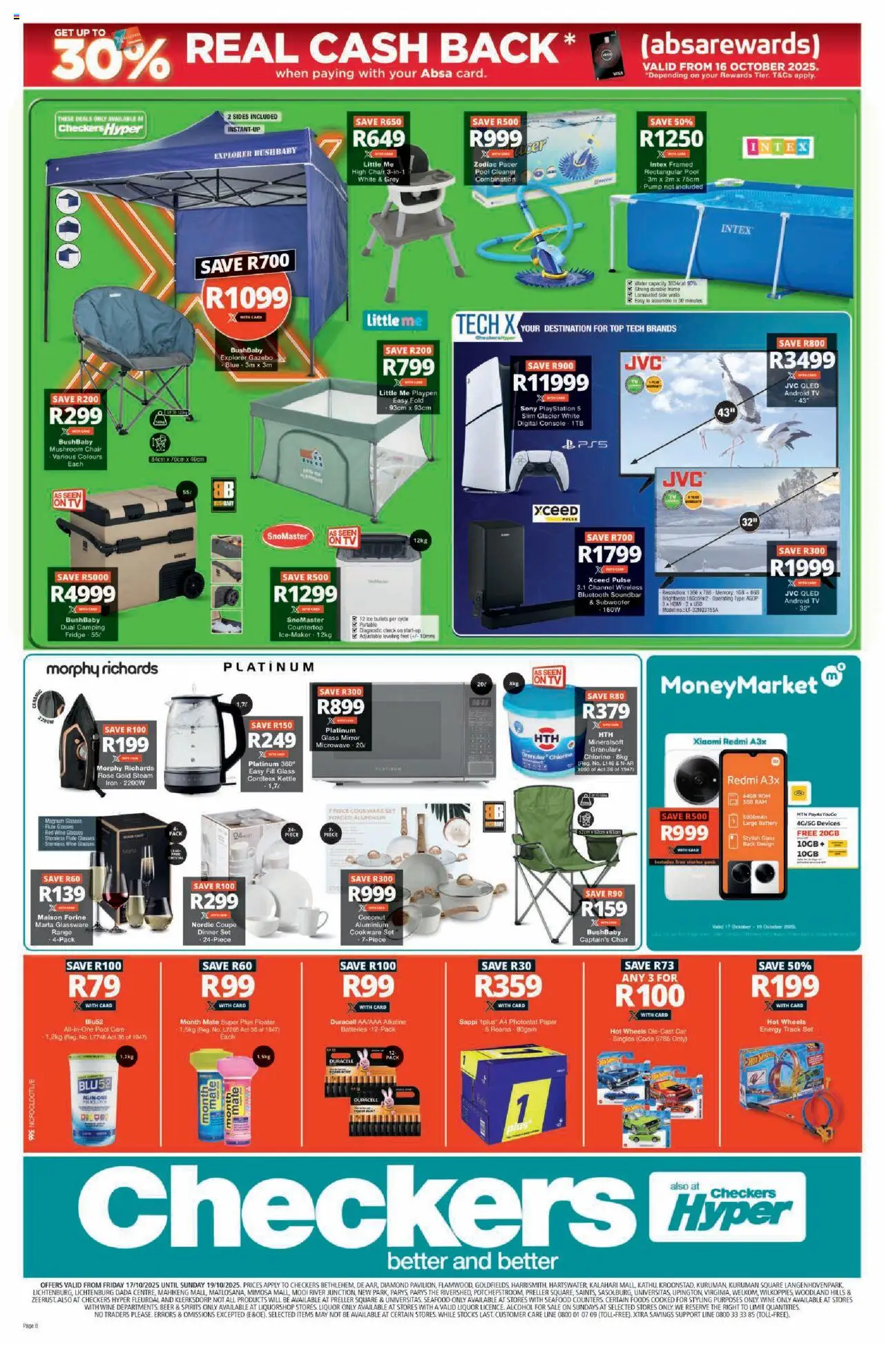 New Checkers catalogue – valid from 17.10.2025 | Page: 8 | Products: TV, Beer, Cookware, Paper