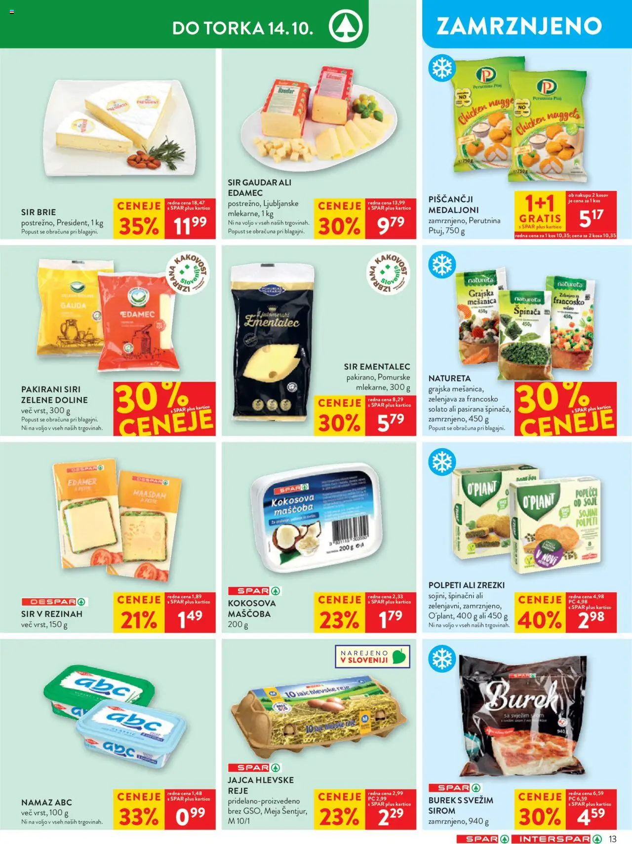 Novi Spar katalog ponudbe – veljaven od 08.10.2025 | Stran: 15 | Izdelki: Edamec, Gauda, Sir, Zrezki