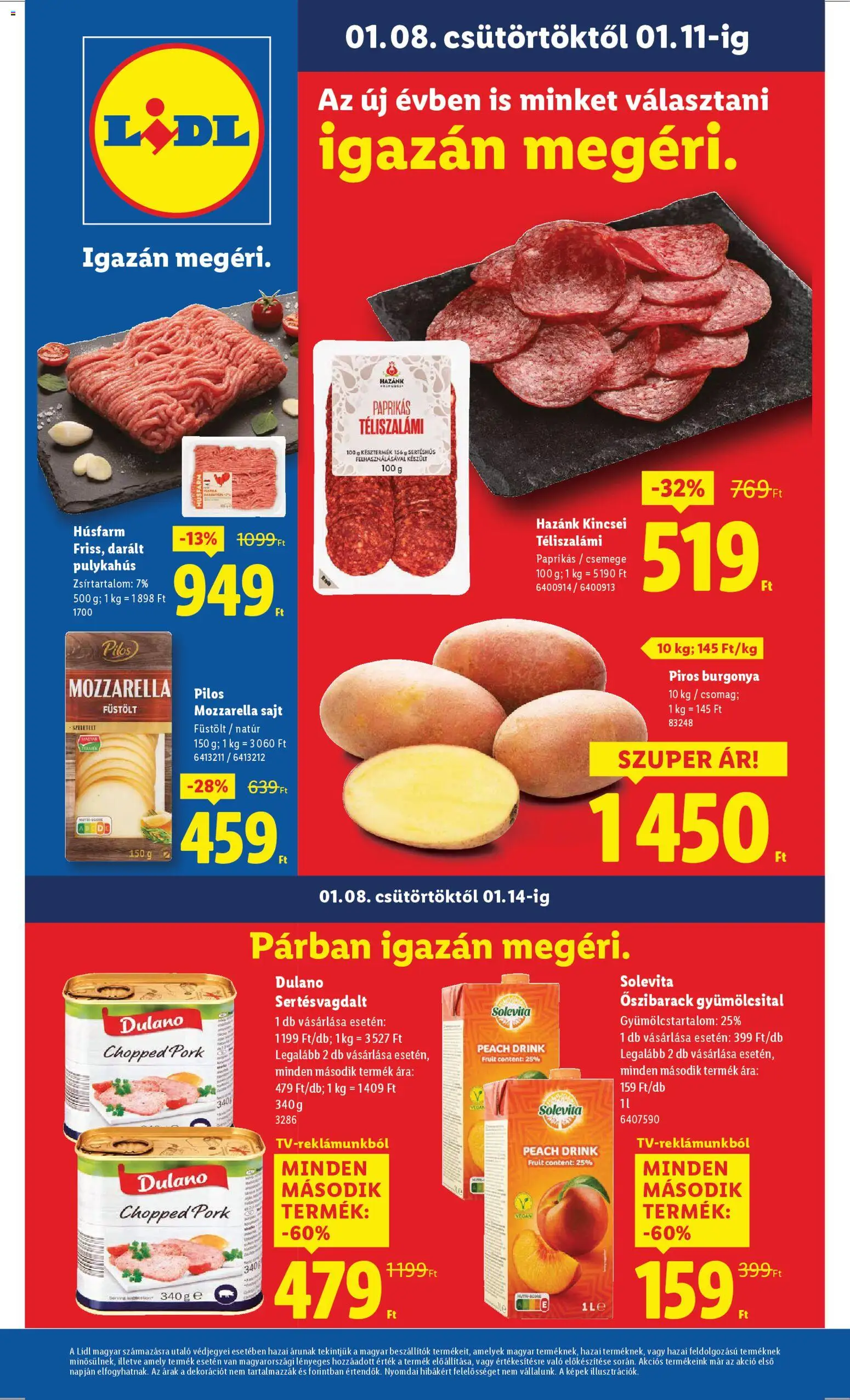 Lidl akciós ujság - amely érvényes a következő dátumtól: 08.01.2026 | Oldal: 1