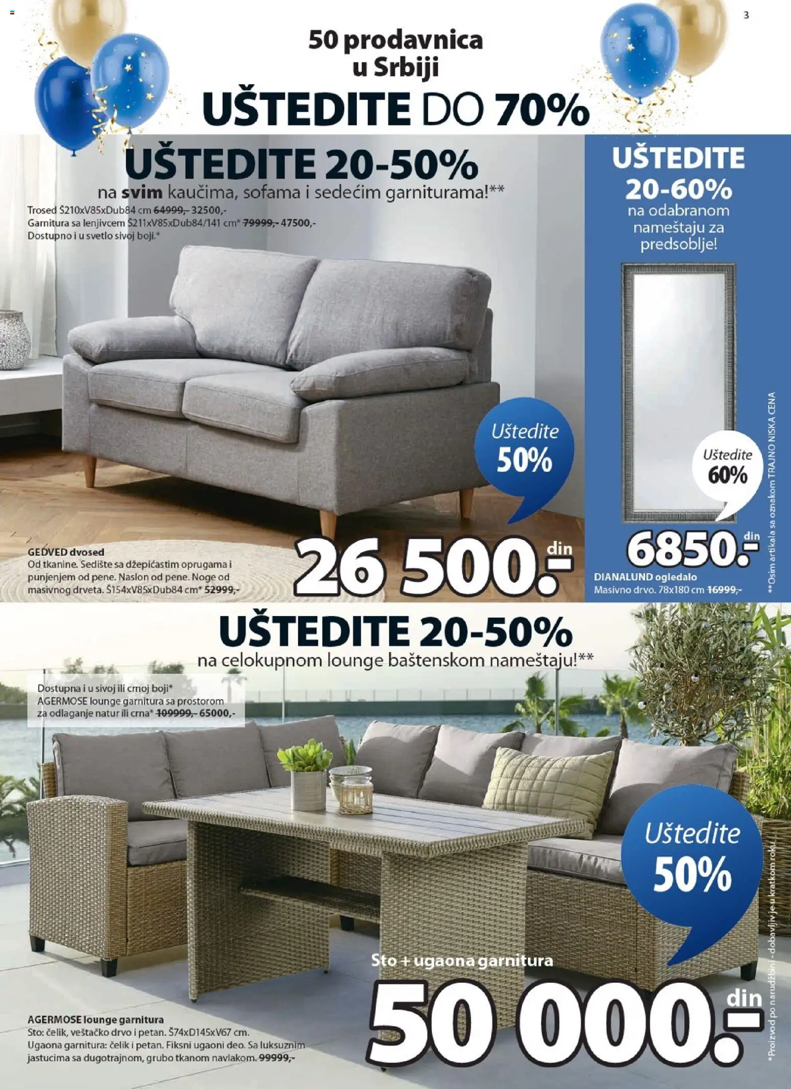 Jysk katalog - važi od 18.03.2026 | Strana: 3 | Proizvode: Sto, Trosed, Dvosed, Ugaona garnitura