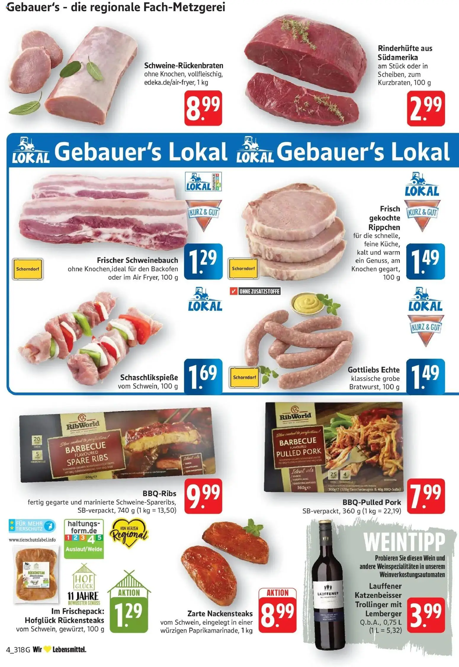 E center Prospekt Eislingen	 – gültig ab 05.04.2026 | Seite: 4 | Produkte: Nackensteaks, Schweinebauch, Spare ribs, Wein