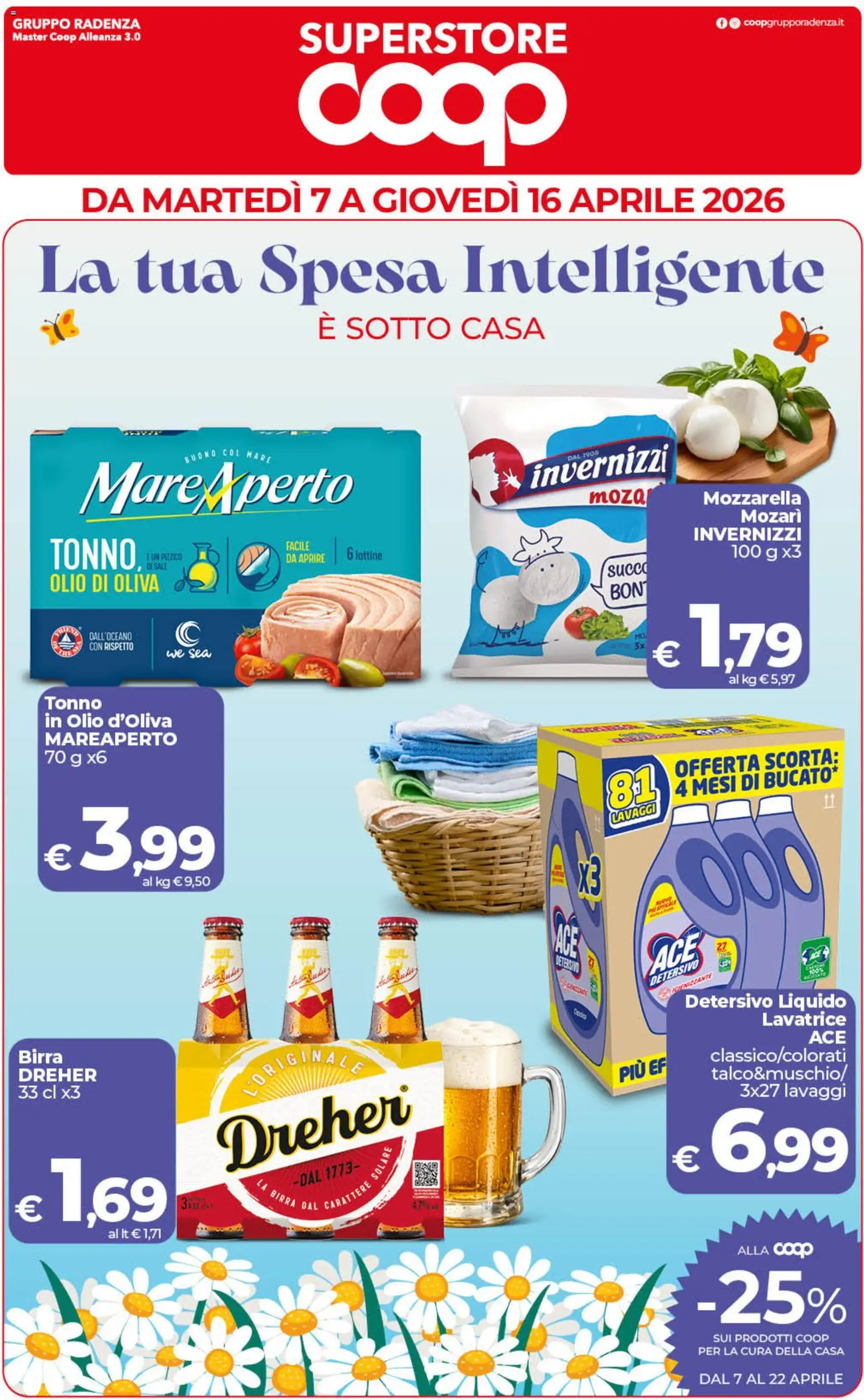 Volantino COOP del 07.04.2026 | Pagina: 1 | Prodotti: Succo, Sale, Tonno, Olio di Oliva