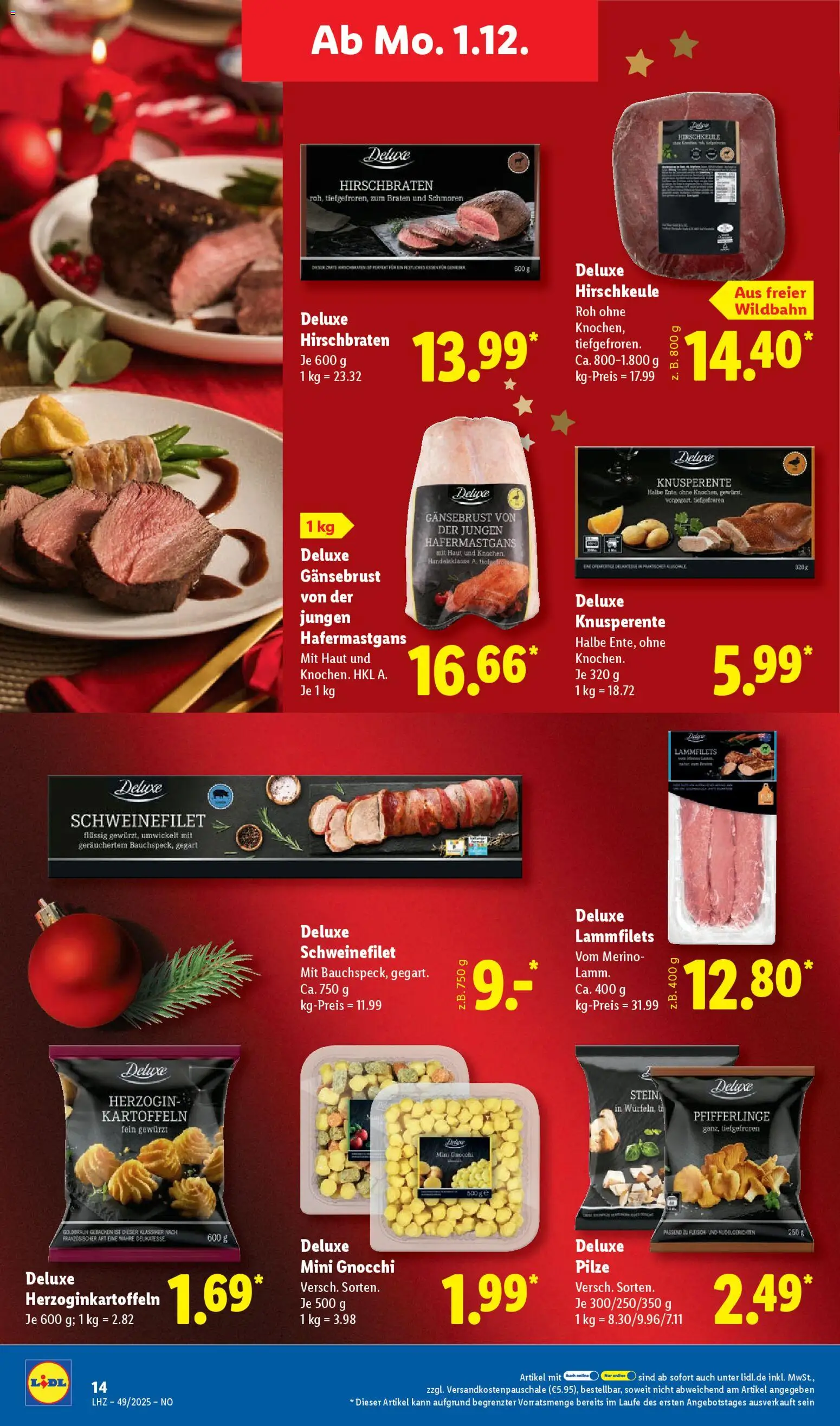Lidl Prospekt Lüchow – gültig ab 01.12.2025 | Seite: 24 | Produkte: Schweinefilet, Kartoffeln, Pfifferlinge, Fleisch