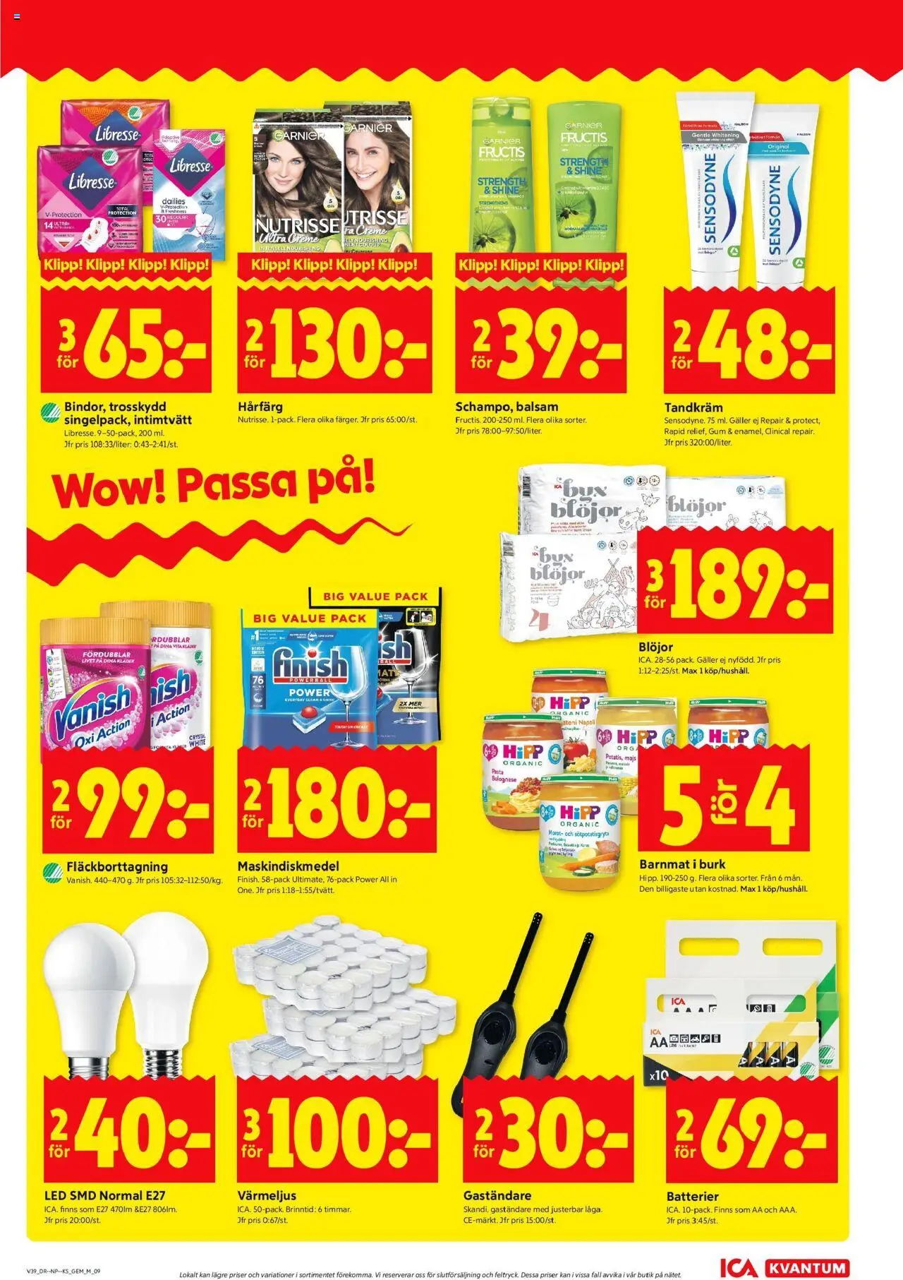 ICA Kvantum reklamblad aktuell från 22.09.2025 | Sida: 11 | Produkter: Batterier, Trosskydd, Värmeljus, Majs
