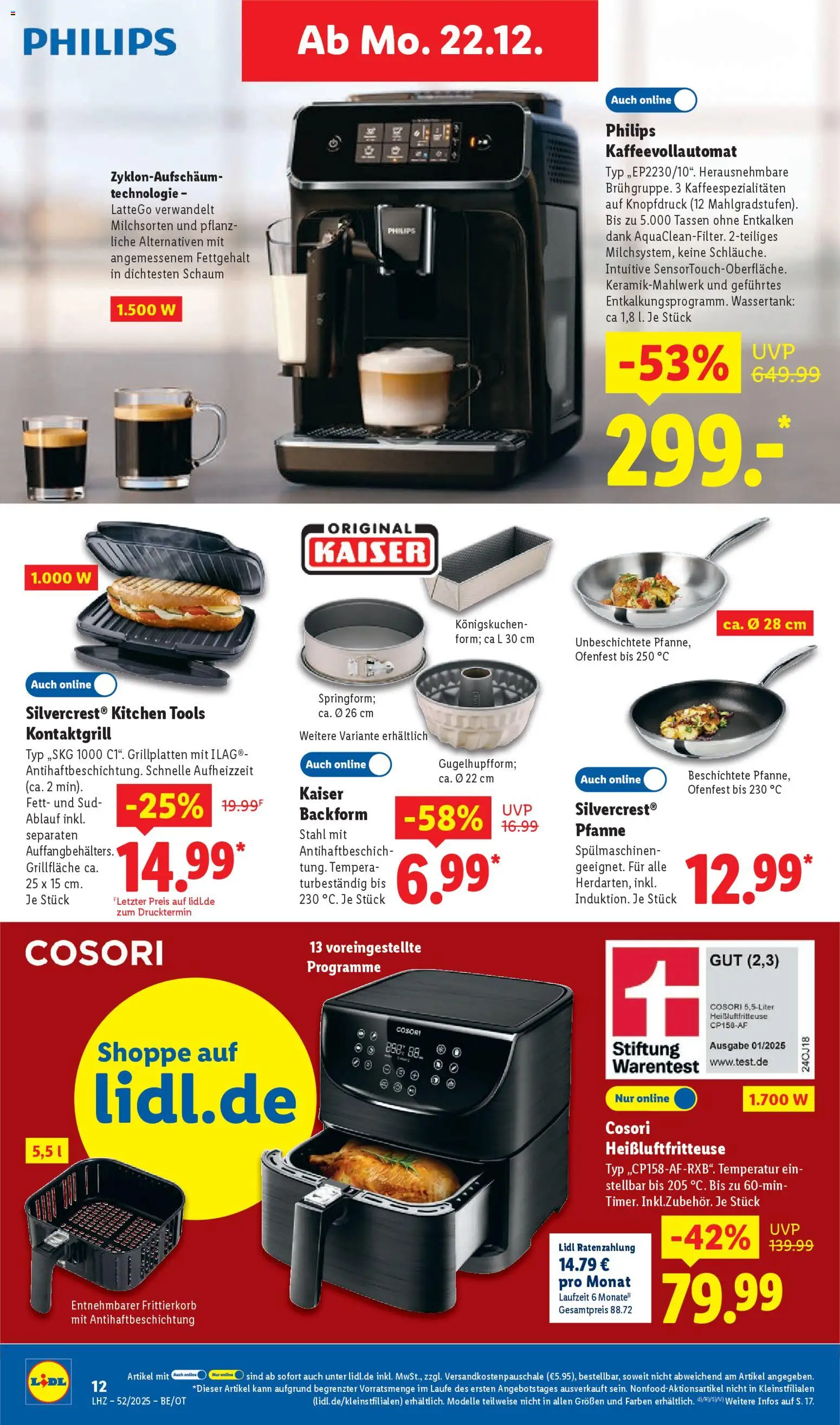Lidl Prospekt Zossen – gültig ab 22.12.2025 | Seite: 22 | Produkte: Philips, Kaffeevollautomat, Heißluftfritteuse