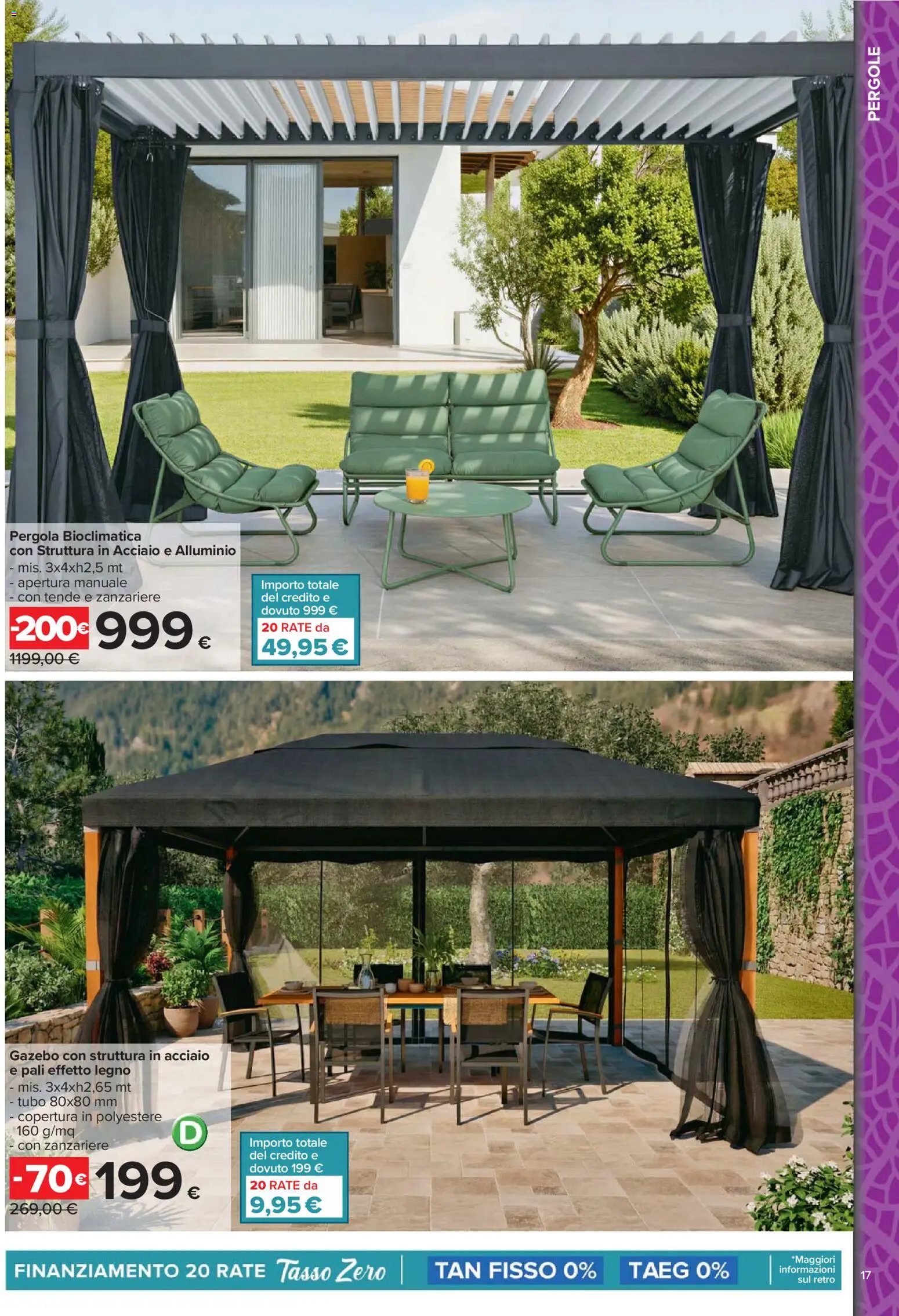 Volantino Carrefour del 23.03.2026 | Pagina: 17 | Prodotti: Gazebo, Tubo, Pergola, Alluminio