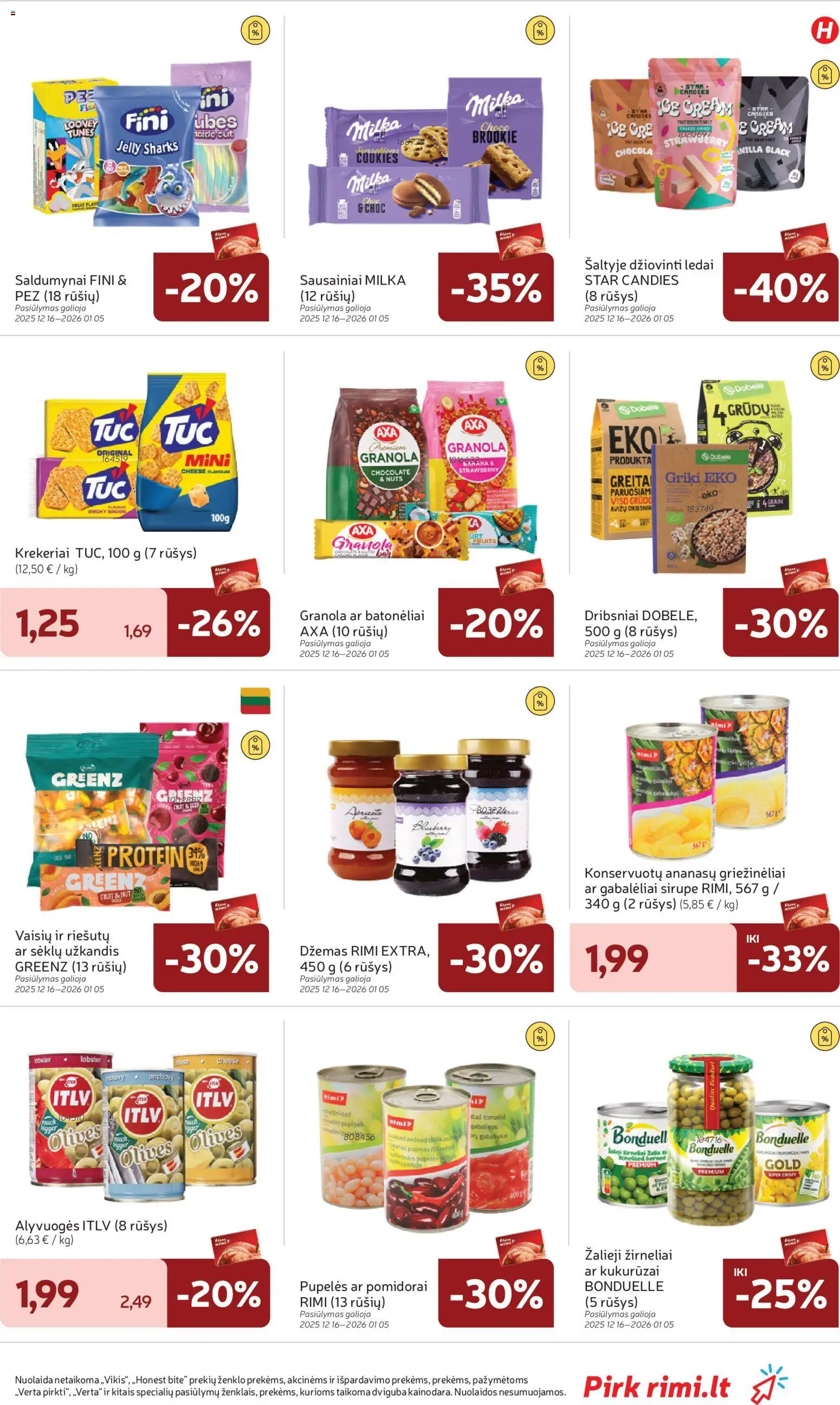 Rimi akcijos nuo 29.12.2025 | Puslapis: 19 | Prekių: Sausainiai, Pupelės, Žirneliai, Dribsniai