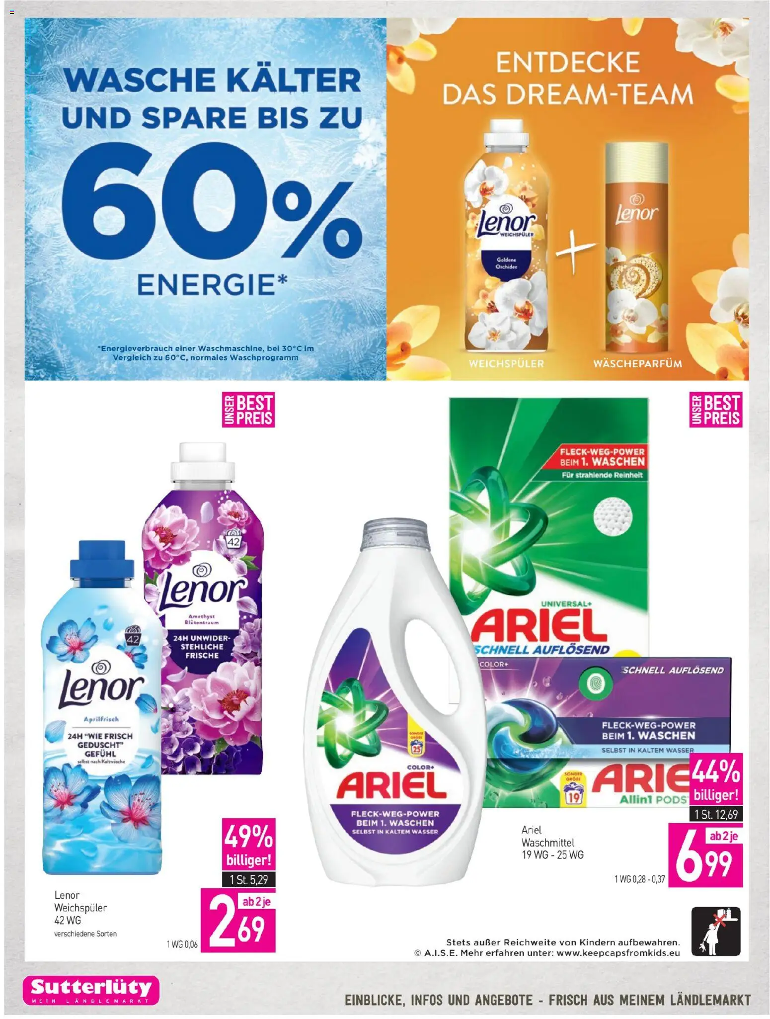 Sutterlüty Flugblatt gültig ab 23.04.2026 | Seite: 18 | Produkte: Wasser, Weichspüler, Waschmittel