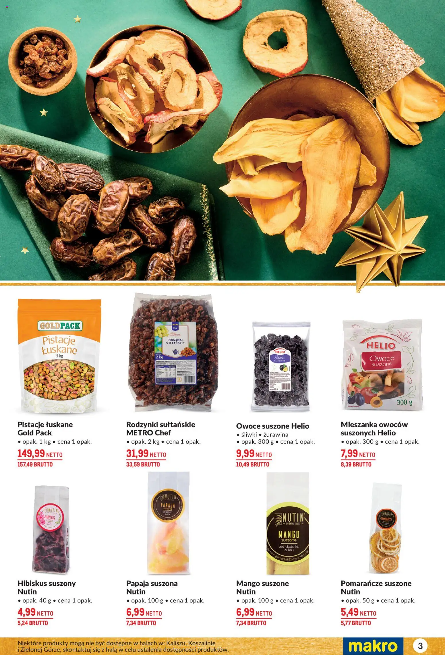 Makro Gazetka - Delikatesy od 25.11.2025 | Strona: 3 | Produkty: Papaja, Żurawina, Pomarańcze, Rodzynki
