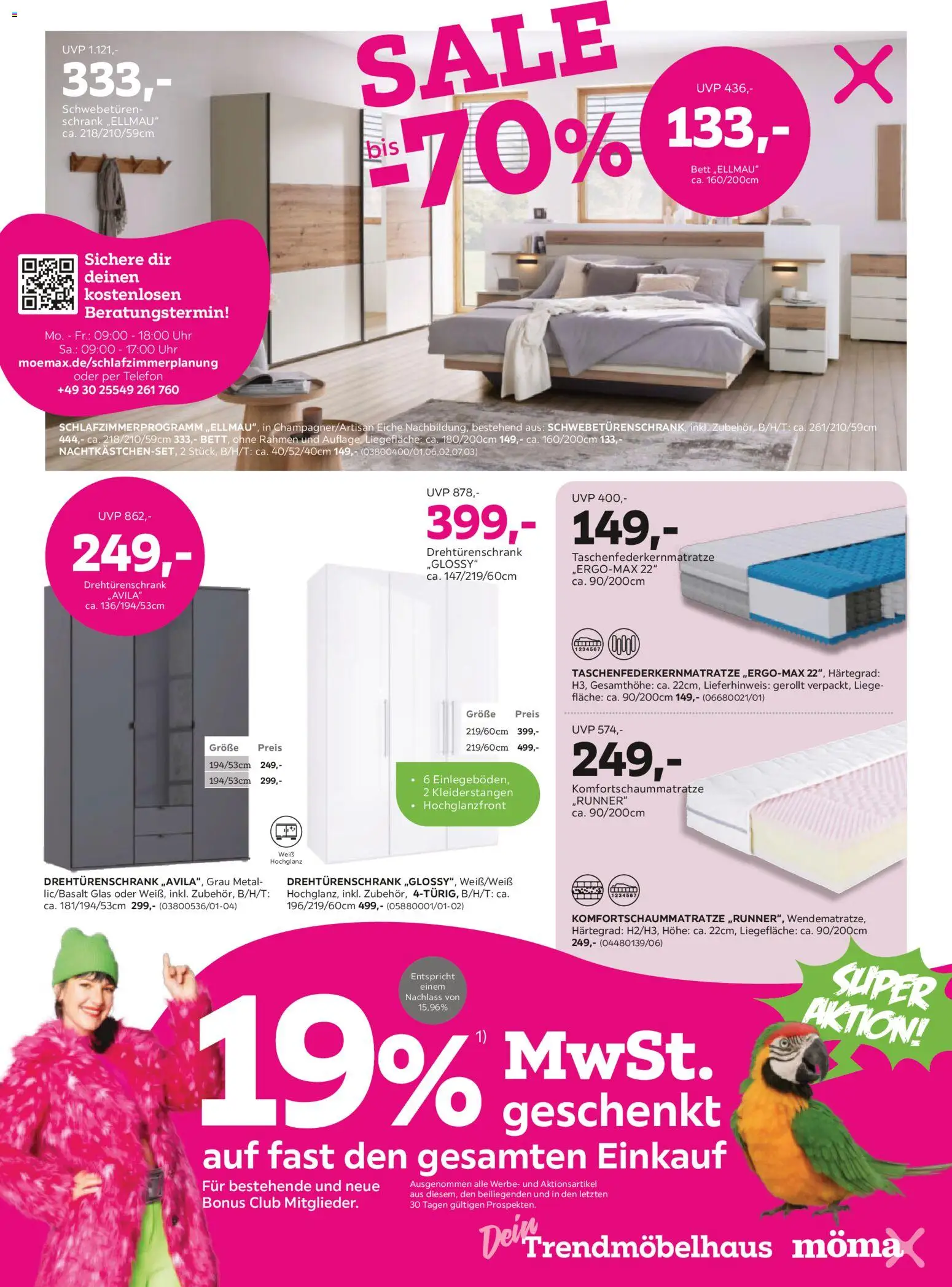 Mömax Prospekt 	 – gültig ab 27.12.2025 | Seite: 3 | Produkte: Bett, Drehtürenschrank, Schrank, Telefon