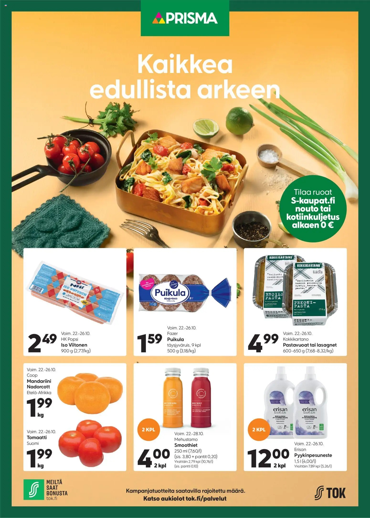 Prisma tarjoukset - Kaikkea edullista arkeen – voimassa 22.10.2025 alkaen | Sivu: 1 | Tuotteet: Pekoni, Pasta
