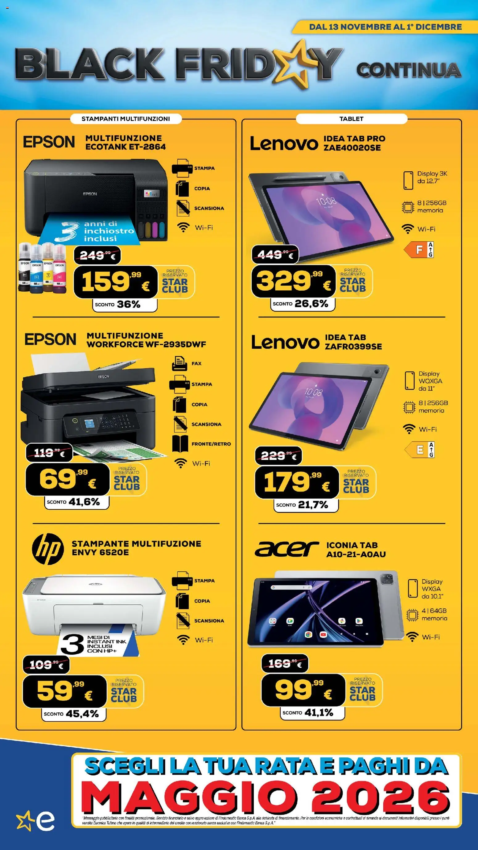Volantino Euronics del 13.11.2025 | Pagina: 471 | Prodotti: Tablet, Stampante, Stampa