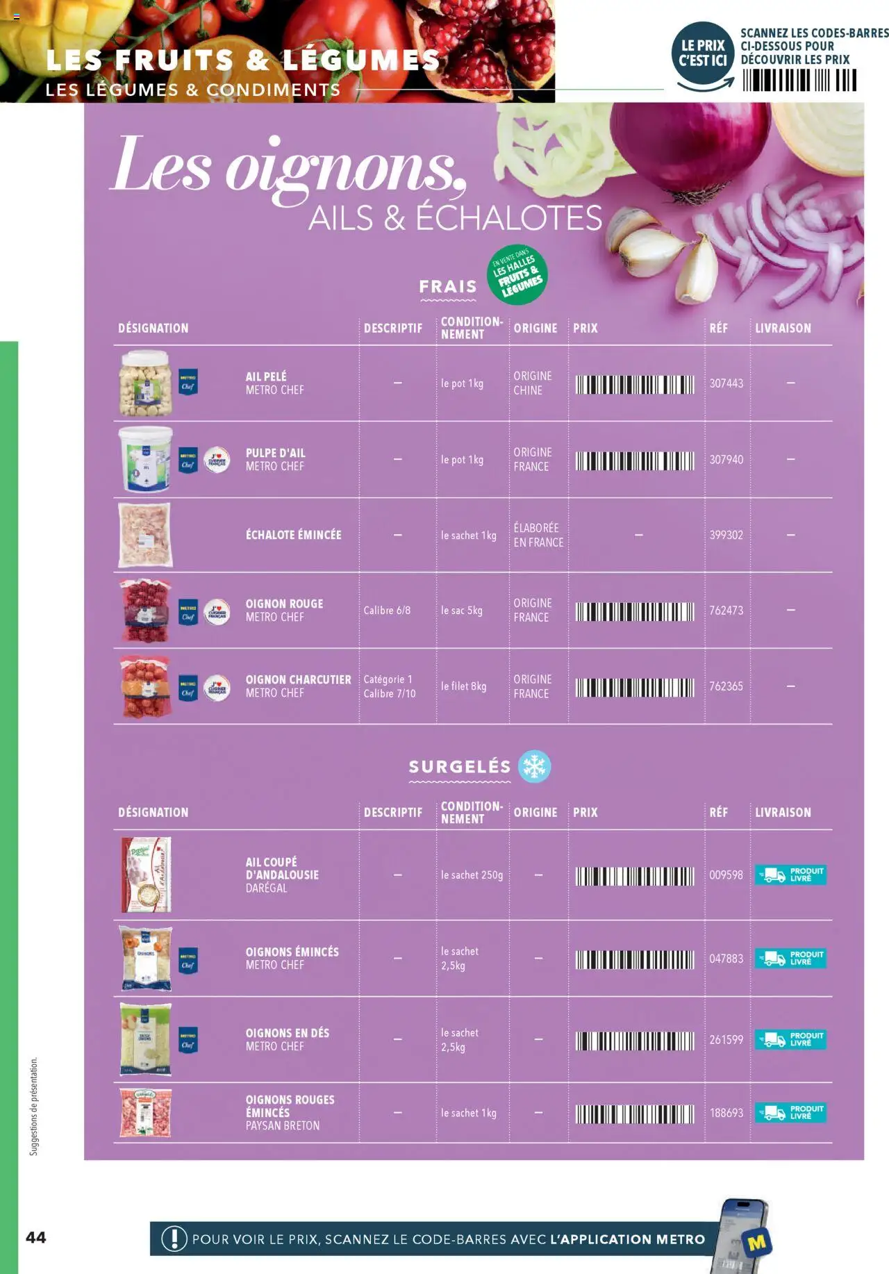  | Page: 44 | Produits: Échalote, Pele, Oignons, Livre