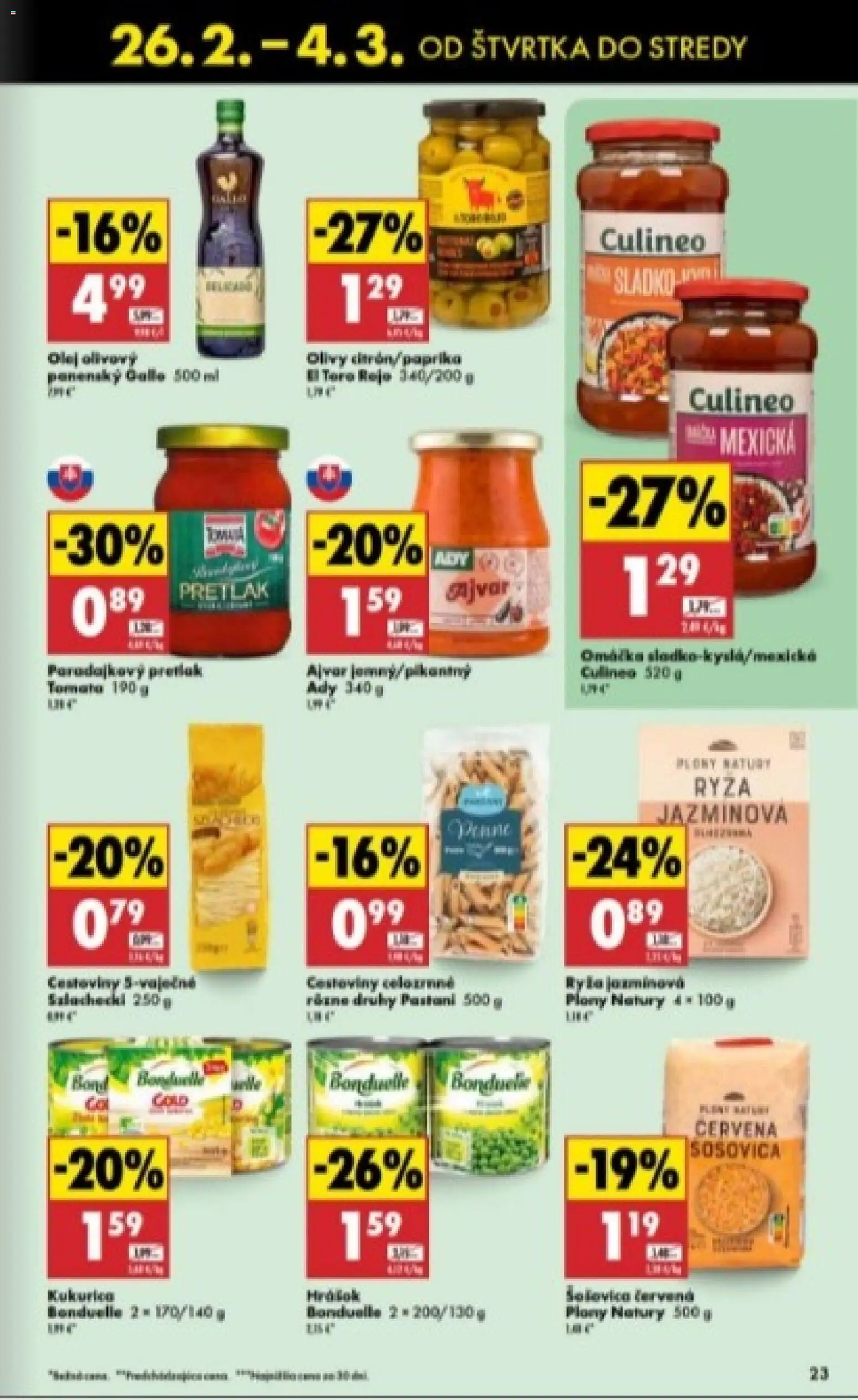 Nové Biedronka akcie – leták je platný od 26.02.2026 | Strana: 23 | Produkty: Ryža, Cestoviny, Šošovica, Kukurica