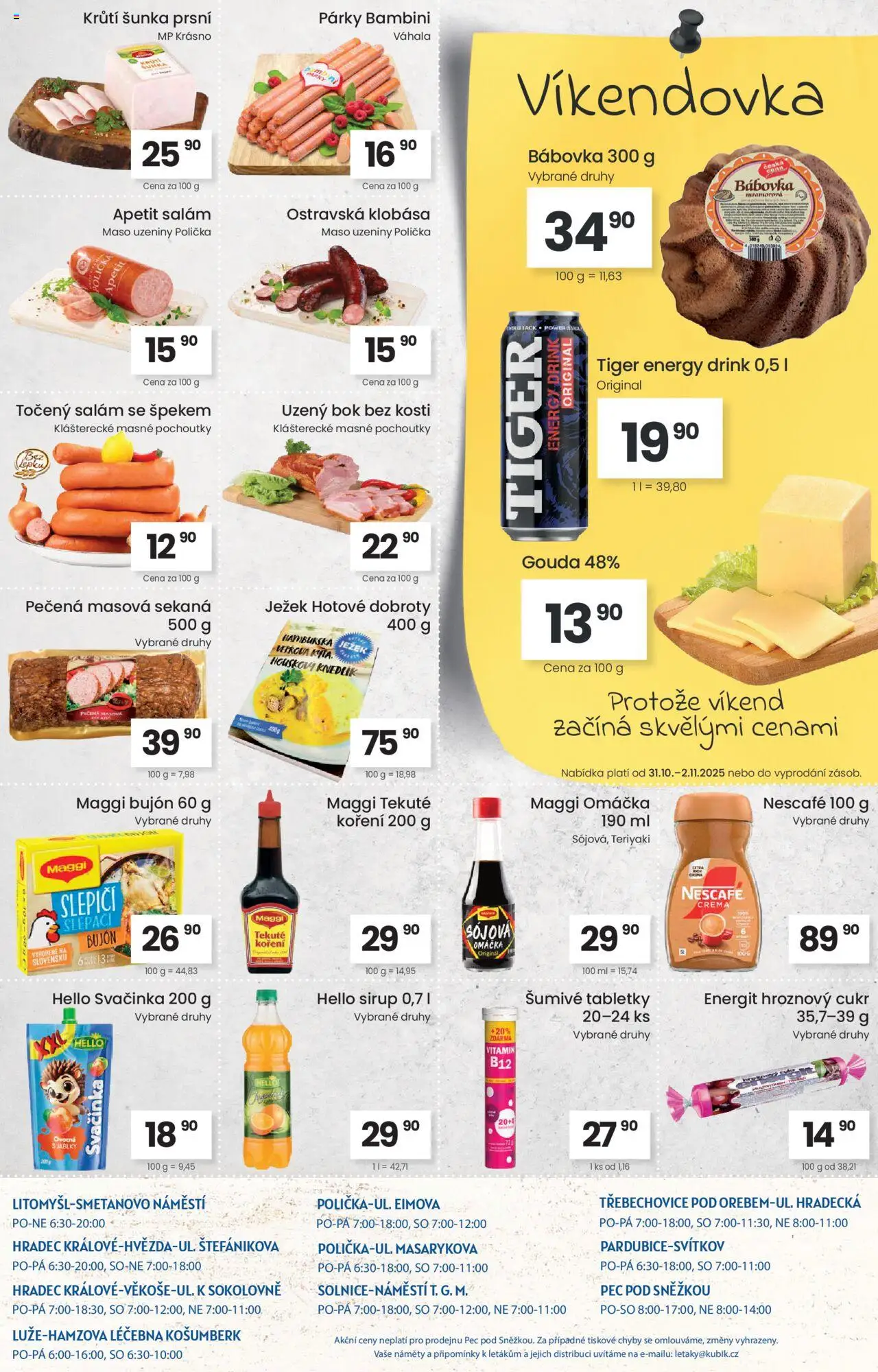 Kubík leták od 21.10.2025 | Strana: 4 | Produkty: Krůtí šunka, Gouda, Pec, Nescafé