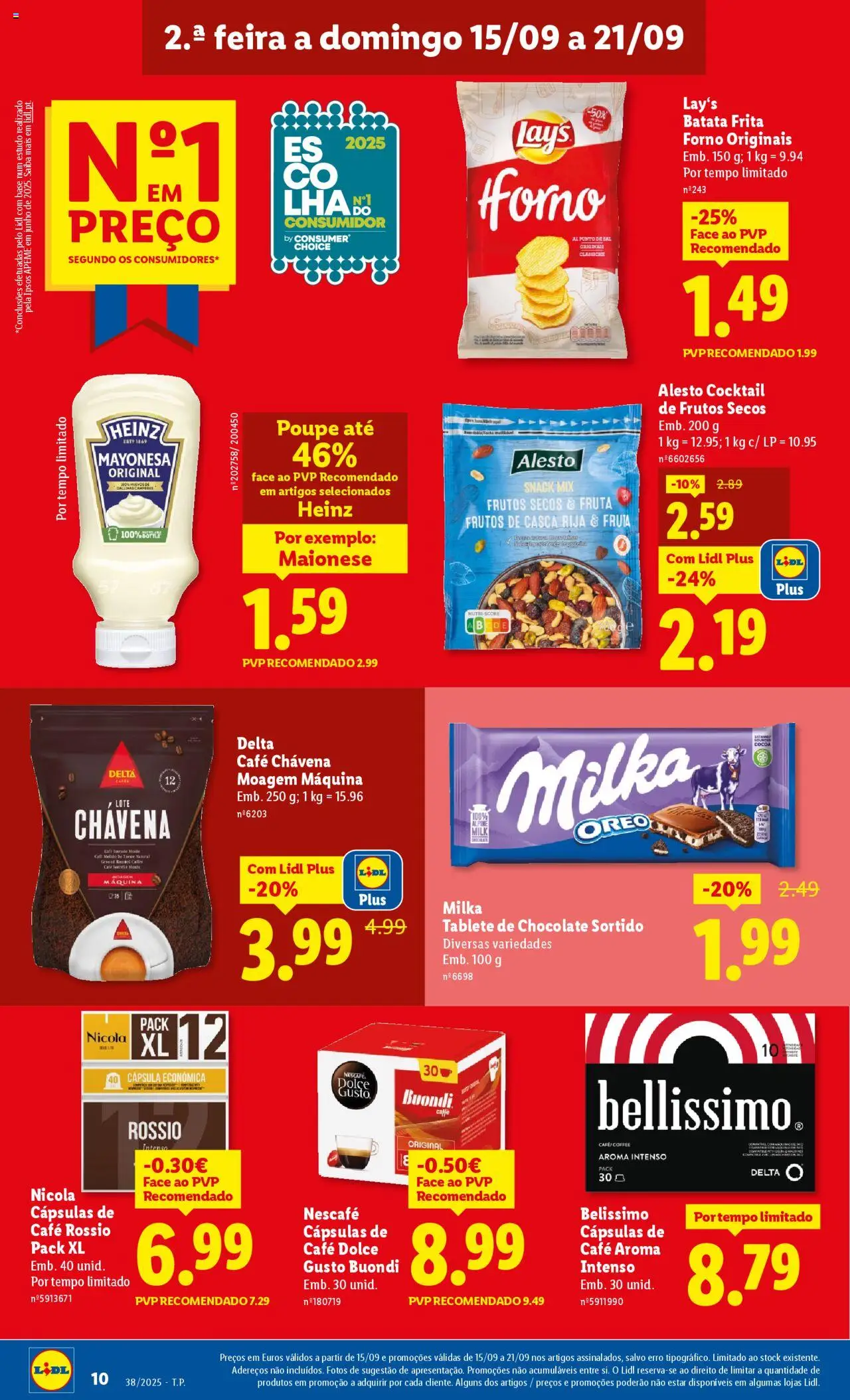 Lidl folheto │ válido de 15.09.2025 | Página: 10 | Produtos: Batata frita, Sal, Chocolate, Dolce gusto