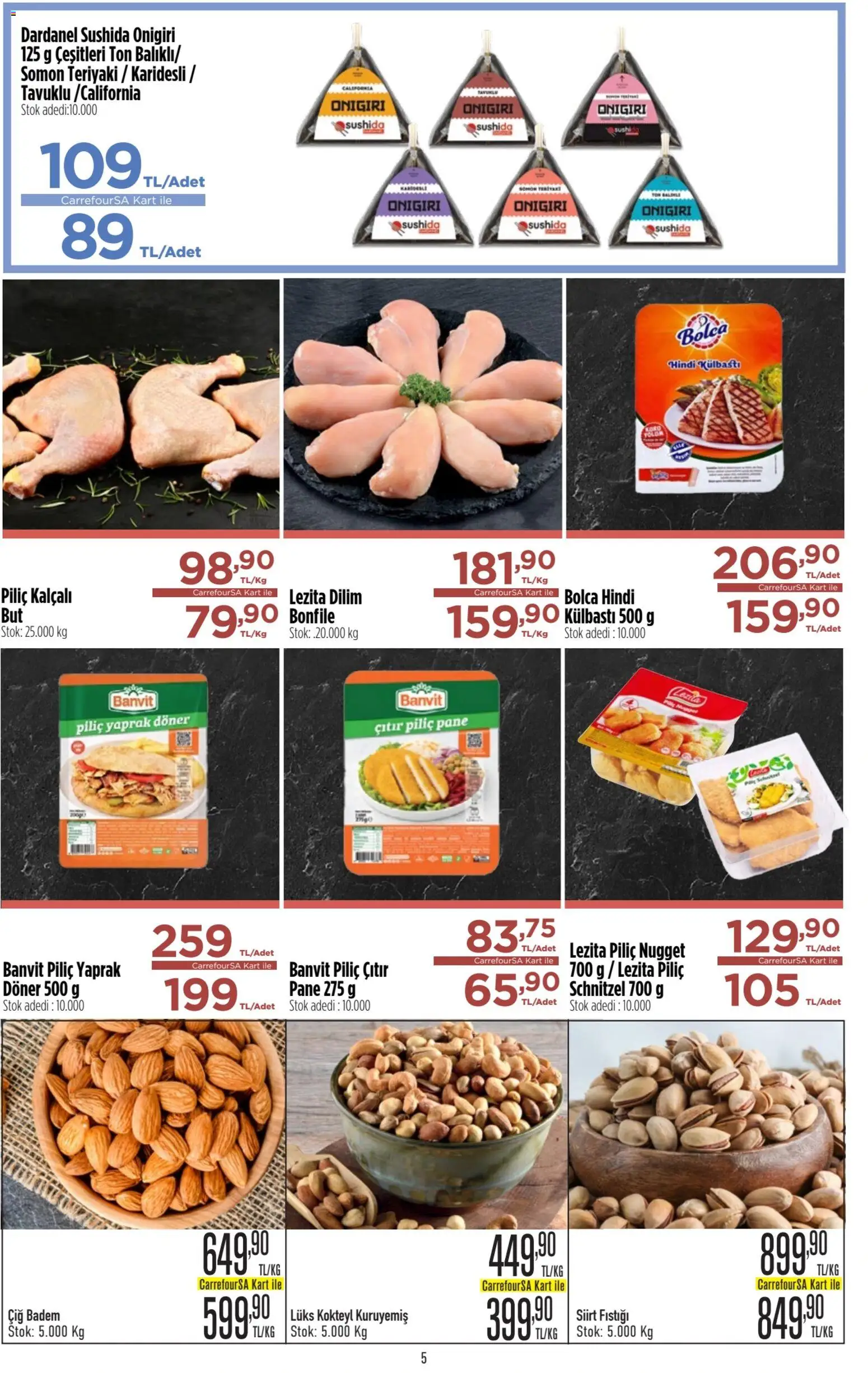 CarrefourSA Katalog - 04.12.2025 tarihinden itibaren geçerlidir | Sayfa: 5 | Ürünler: Döner, Badem, Piliç, Somon