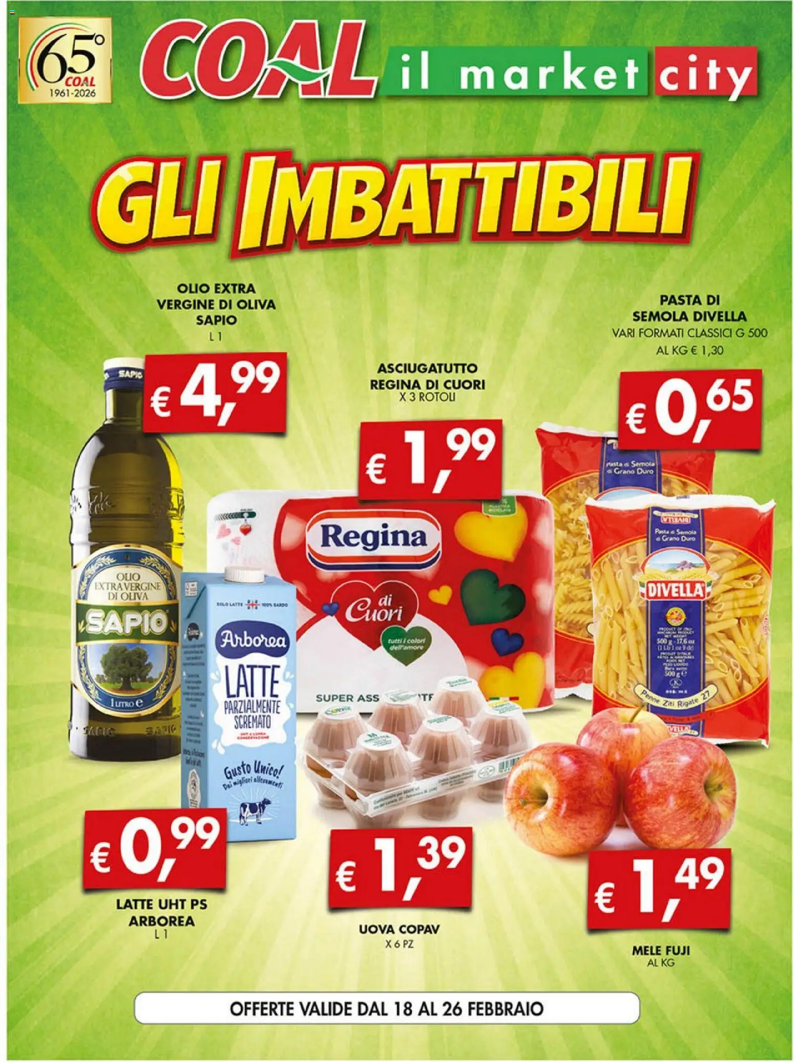 Volantino Coal del 18.02.2026 | Pagina: 1 | Prodotti: Uova, Olio, Asciugatutto, Penne