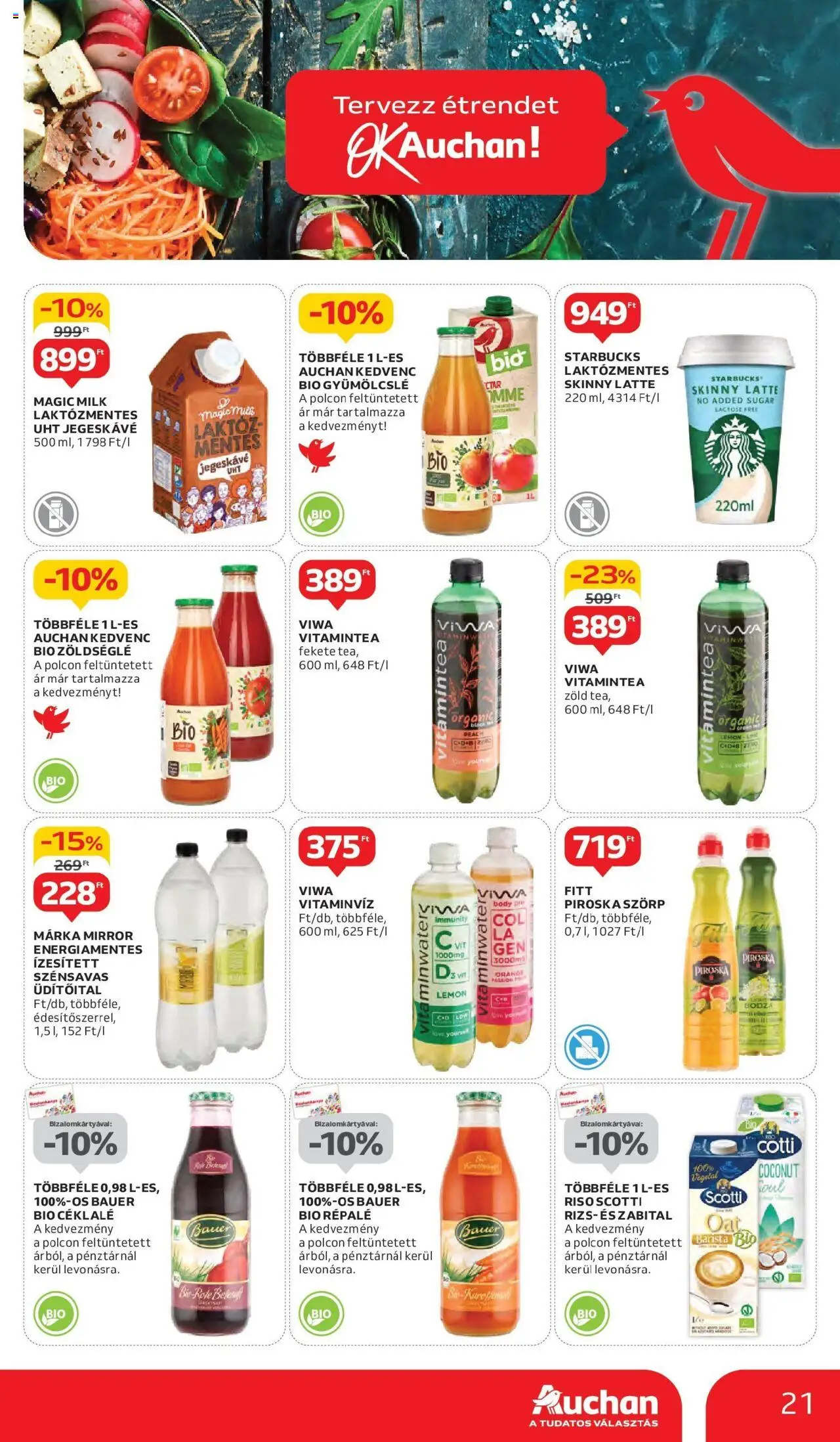 Auchan akciós ujság - amely érvényes a következő dátumtól: 05.06.2025 | Oldal: 21 | Termékek: Gyümölcslé, Body, Zöld tea, Tea