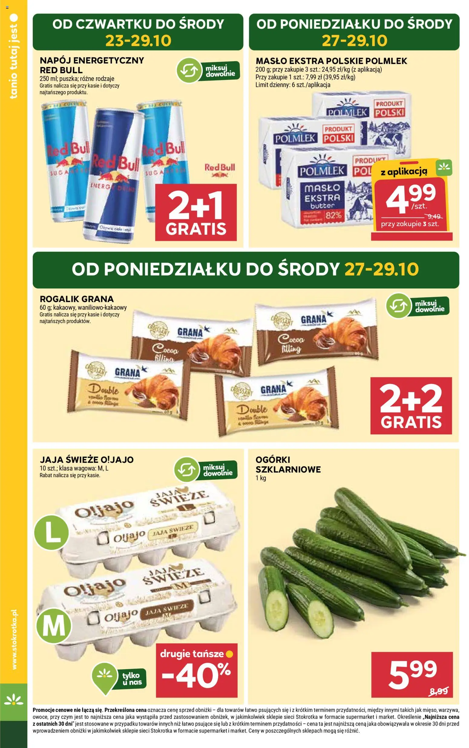 Stokrotka Gazetka od 23.10.2025 | Strona: 4 | Produkty: Red bull, Stokrotka, Masło, Ogórki