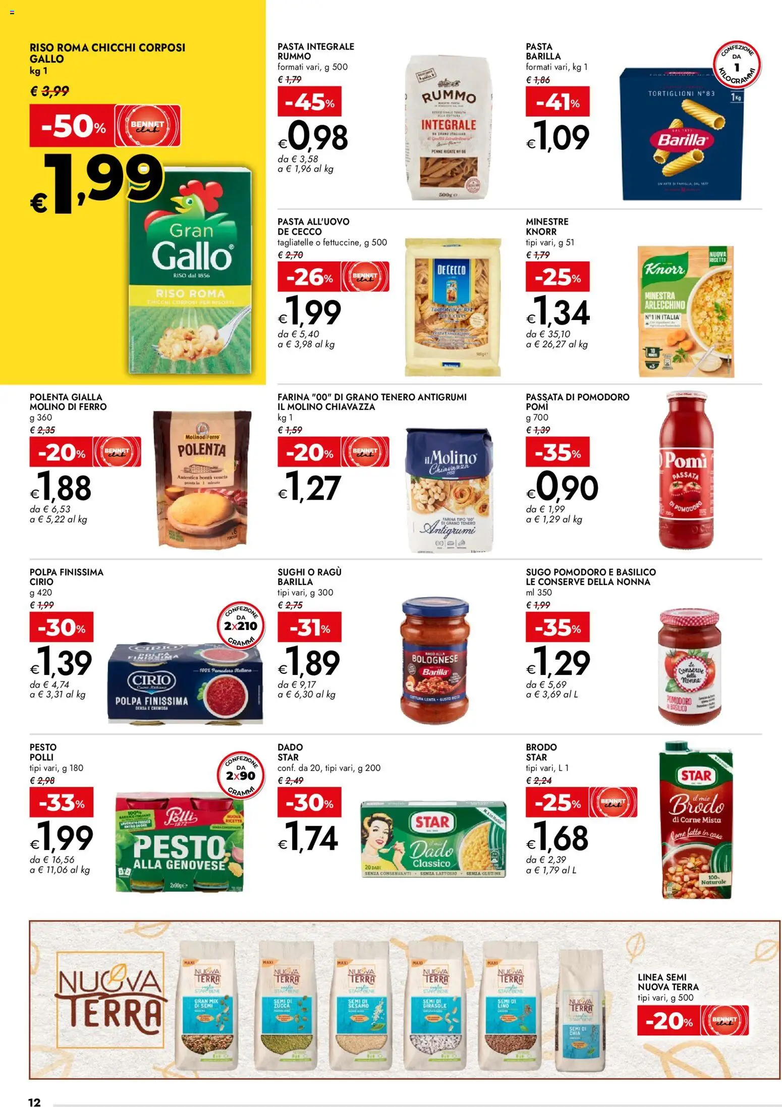 Volantino bennet del 15.01.2026 | Pagina: 12 | Prodotti: Tagliatelle, Farina, Zucca, Sugo