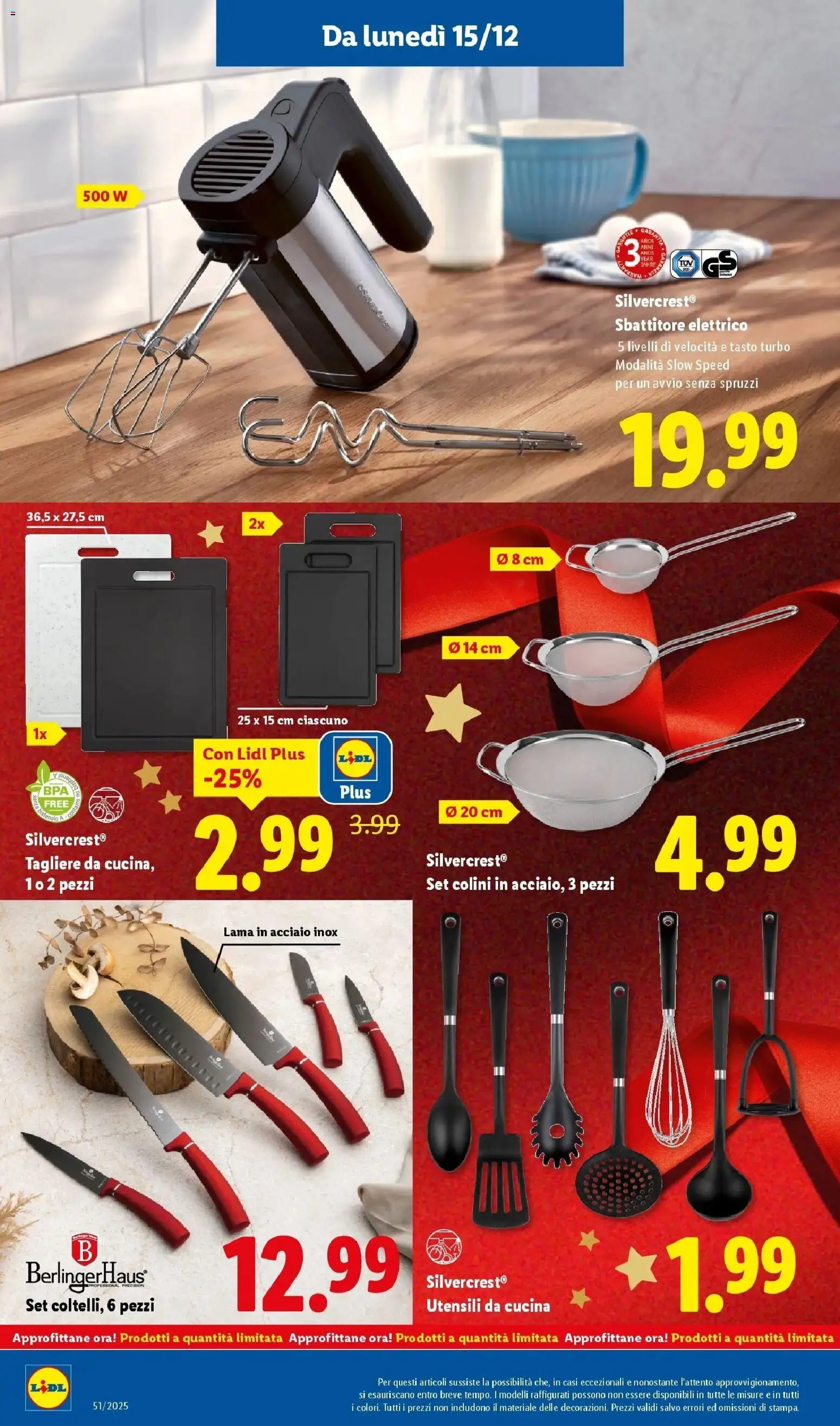 Volantino Lidl del 14.12.2025 | Pagina: 36 | Prodotti: Sbattitore, Tagliere, Mixer
