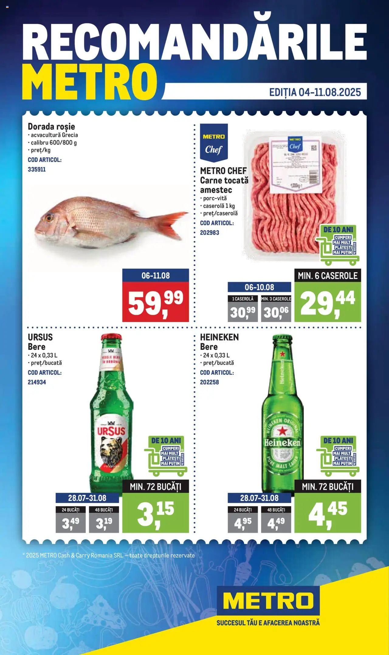 Metro catalog - Recomandările – valabil de la 04.08.2025 | Pagină: 1 | Produse: Caserole, Bere, Carne tocată