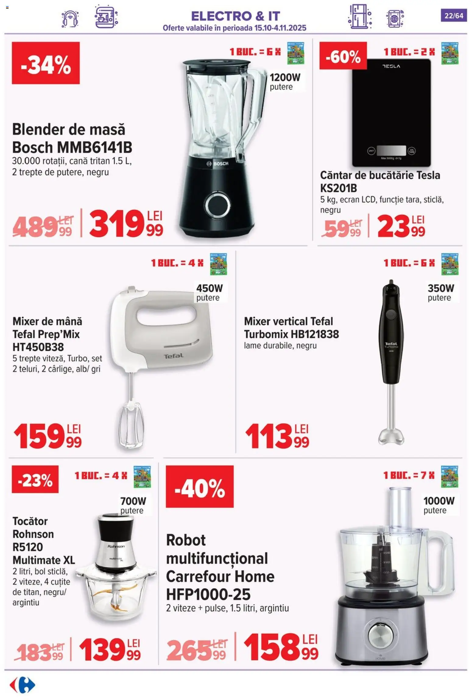 Noul catalog Carrefour – valabil de la 29.10.2025 | Pagină: 24 | Produse: Blender, Mixer, Masă, Bucătărie