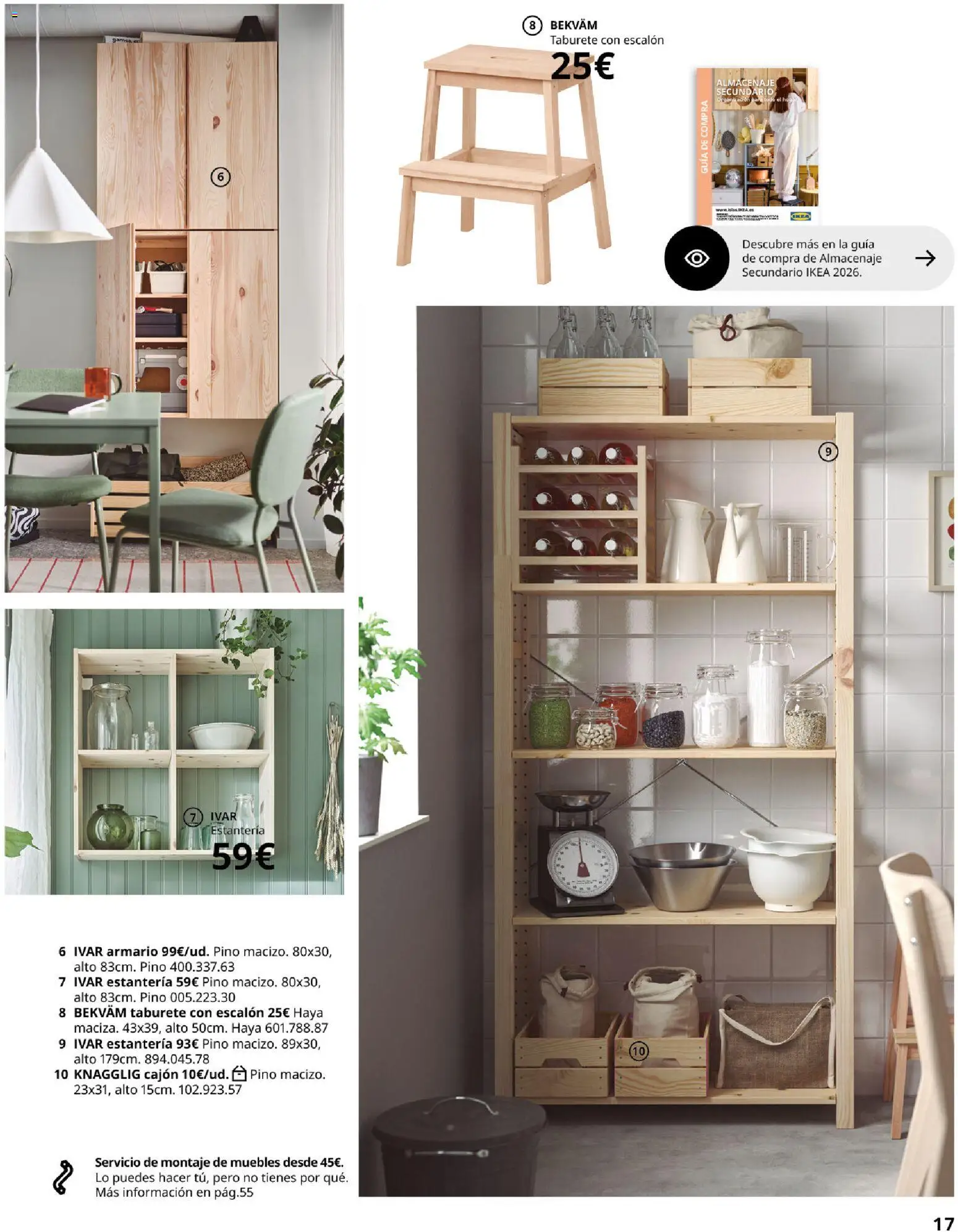 Catálogo IKEA Organización en el hogar │ válido desde el 15.01.2026 | Página: 17 | Productos: Taburete, Muebles, Almacenaje, Armario