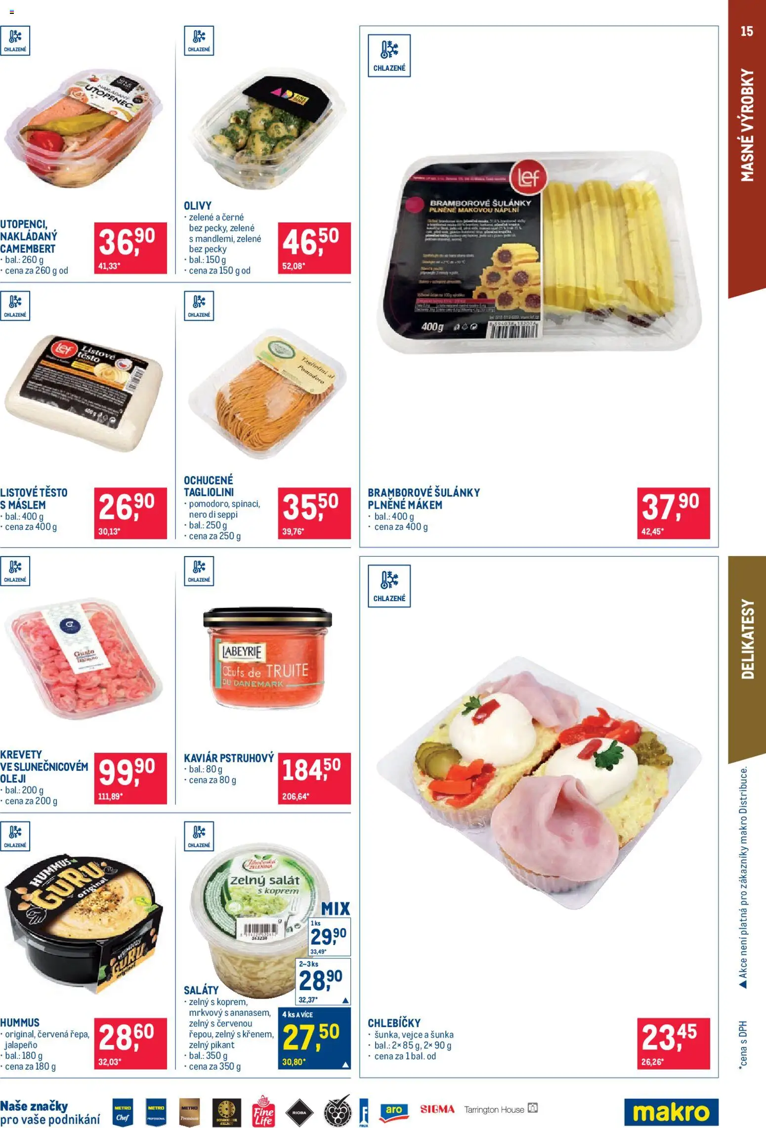 Makro leták - Pro milovníky jídla od 11.03.2026 | Strana: 15 | Produkty: Saláty, Vejce, Šunka, Těsto